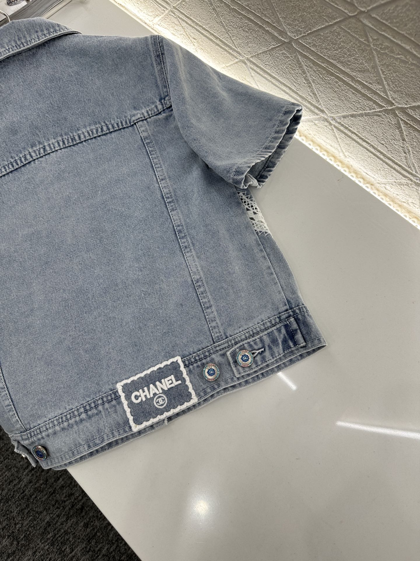 C*♥2025 new product Lace embroidered denim suit