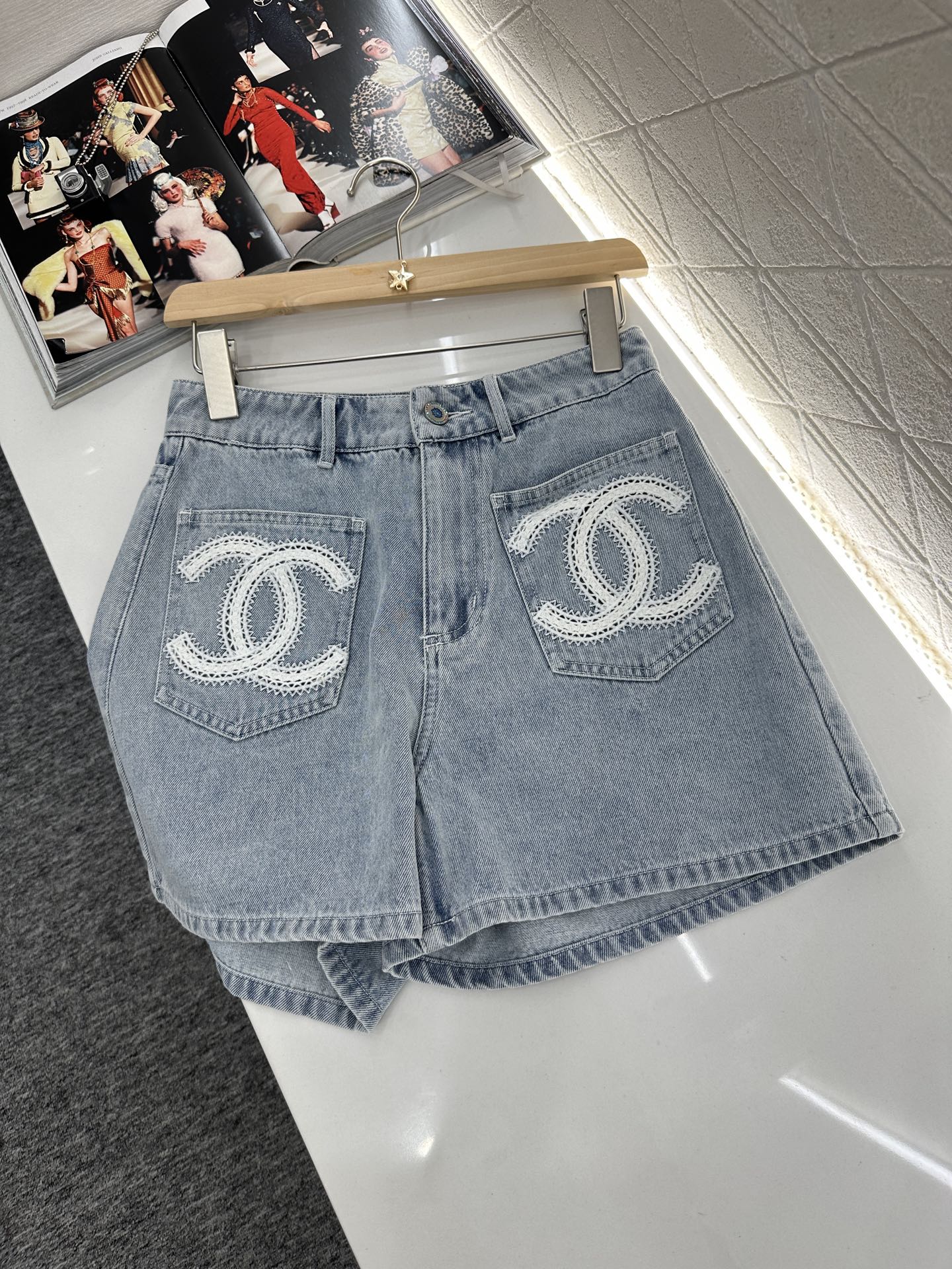 C*♥2025 new product Lace embroidered denim suit