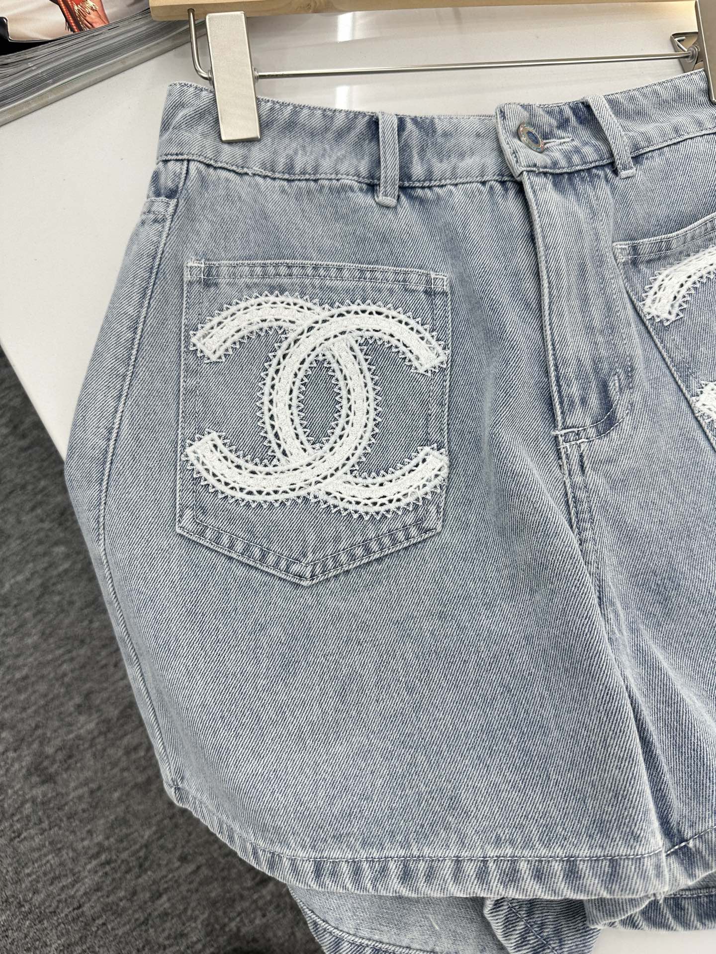 C*♥2025 new product Lace embroidered denim suit