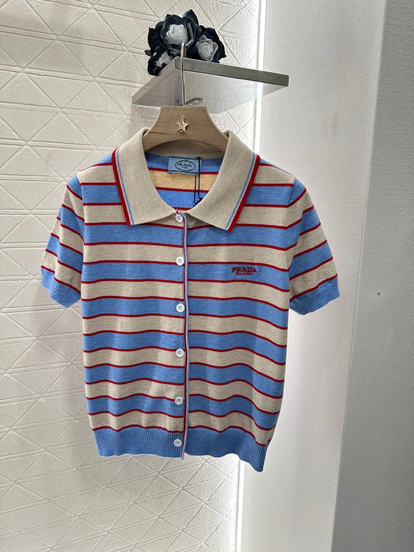 P*♥2025 new product Knitted short-sleeved cardigan