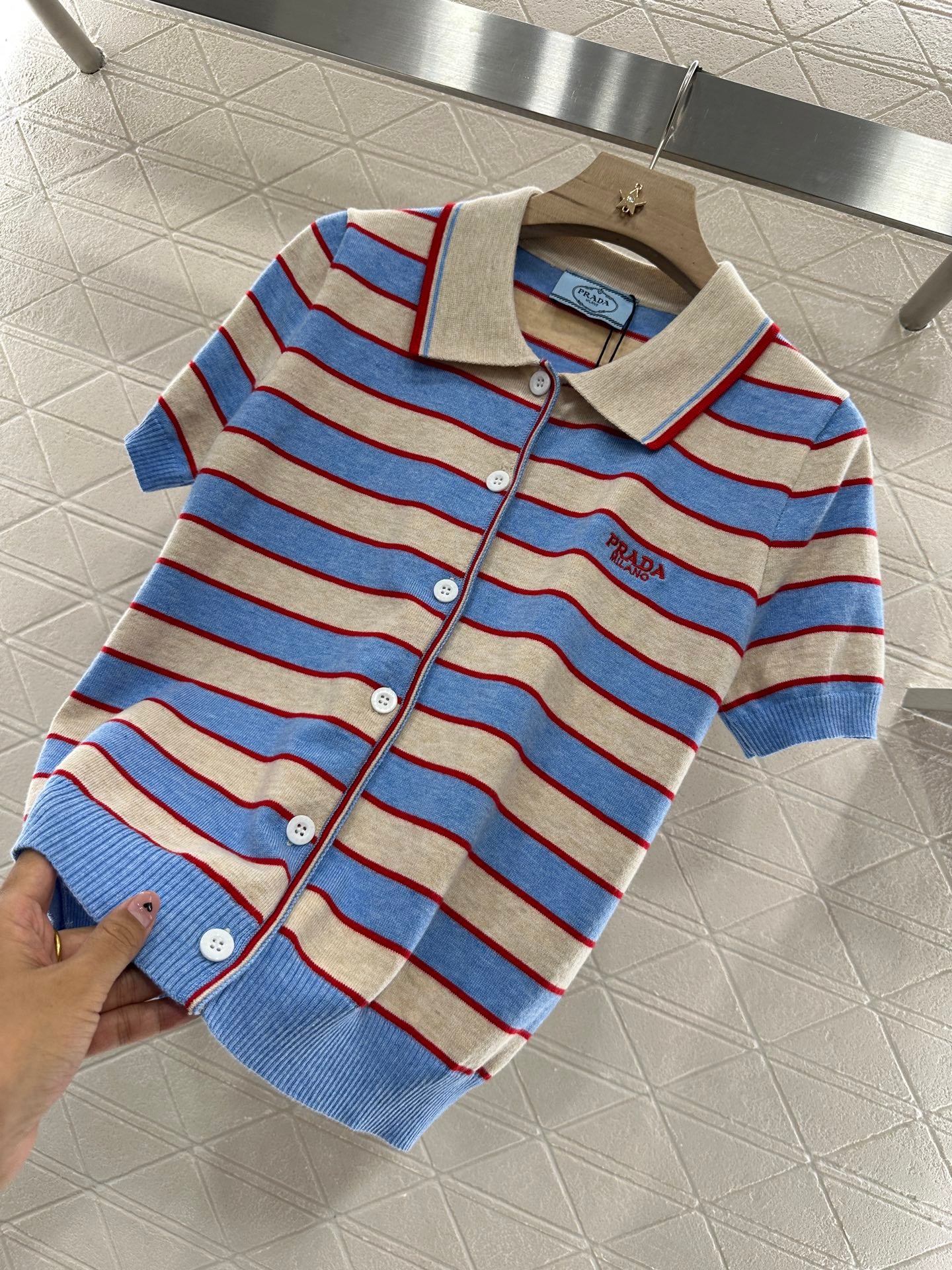 P*♥2025 new product Knitted short-sleeved cardigan