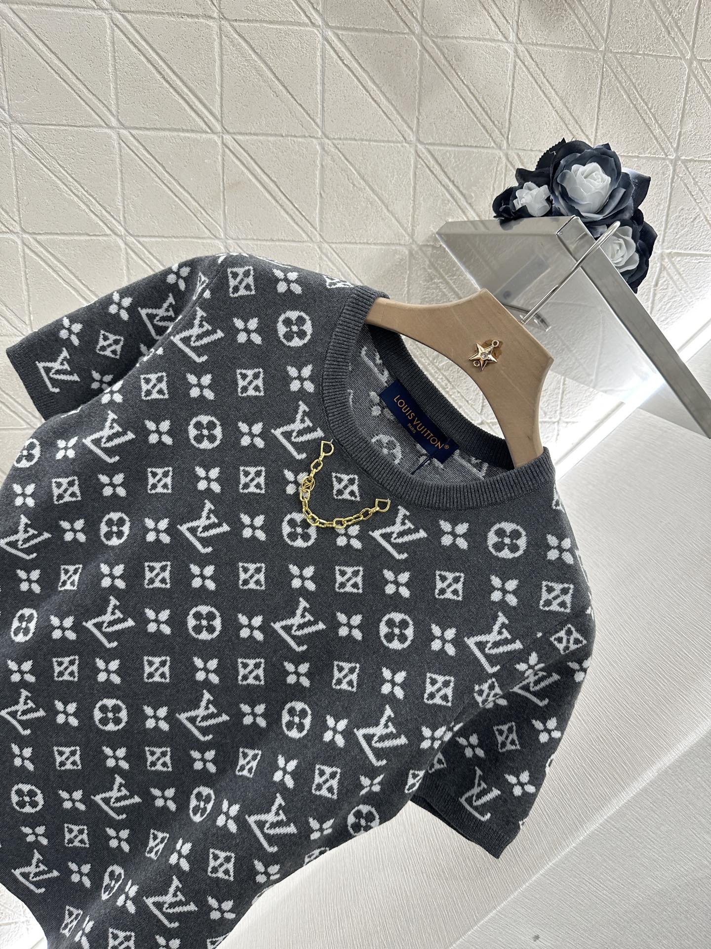 L*♥2025 new product Chain knitted short sleeves