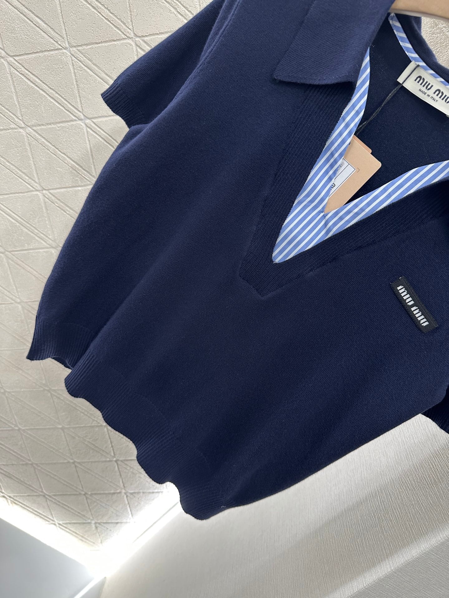 Mi*mi*♥2025 new product Spliced knitted short sleeves