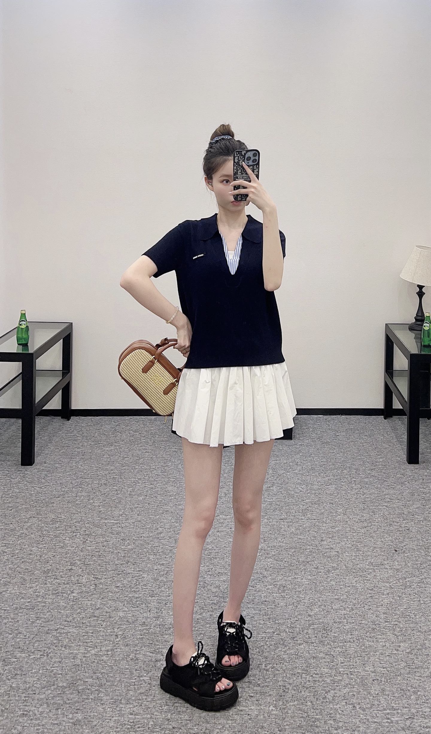 Mi*mi*♥2025 new product Spliced knitted short sleeves