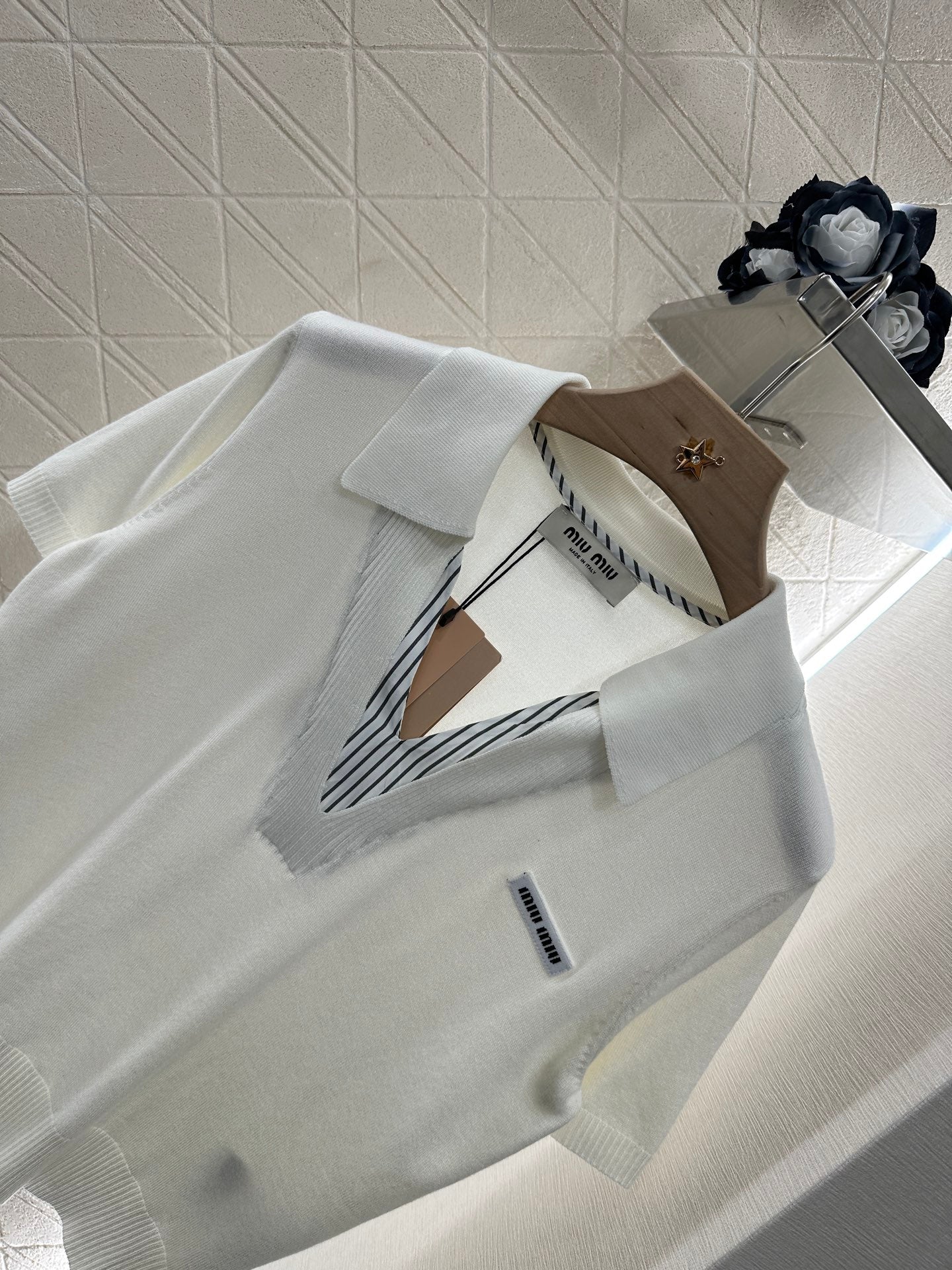 Mi*mi*♥2025 new product Spliced knitted short sleeves
