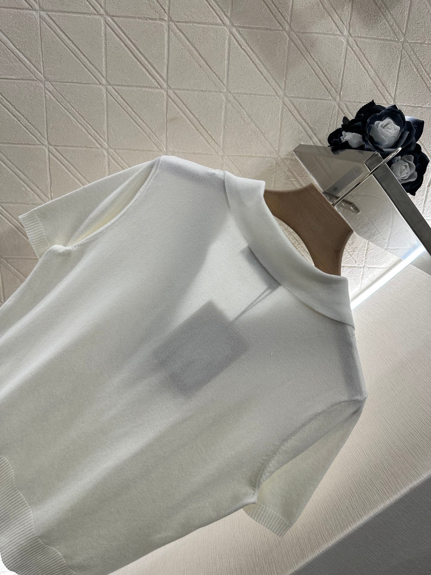 Mi*mi*♥2025 new product Spliced knitted short sleeves
