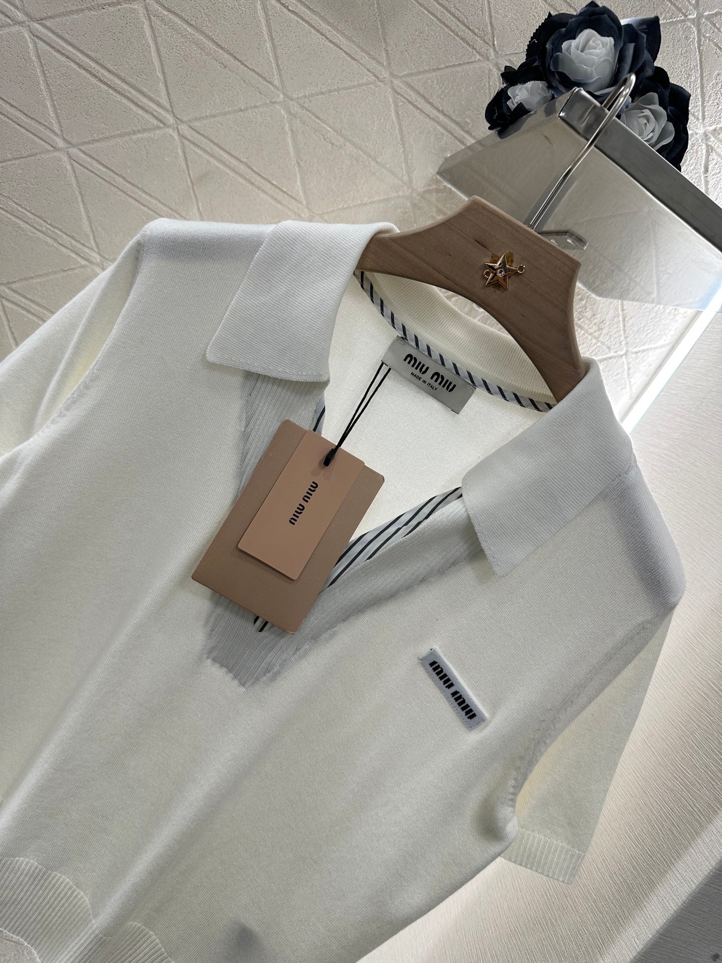 Mi*mi*♥2025 new product Spliced knitted short sleeves