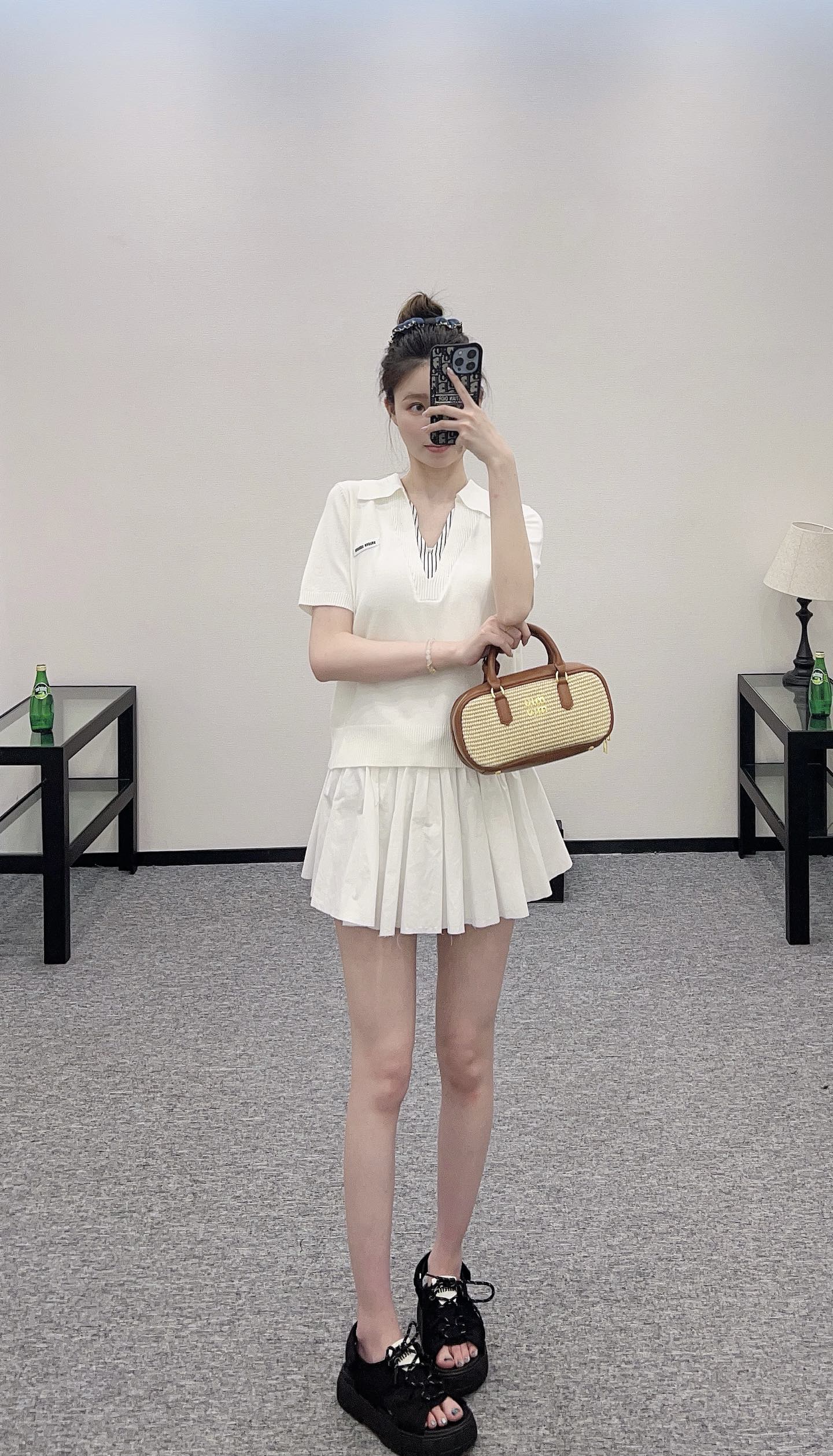 Mi*mi*♥2025 new product Spliced knitted short sleeves