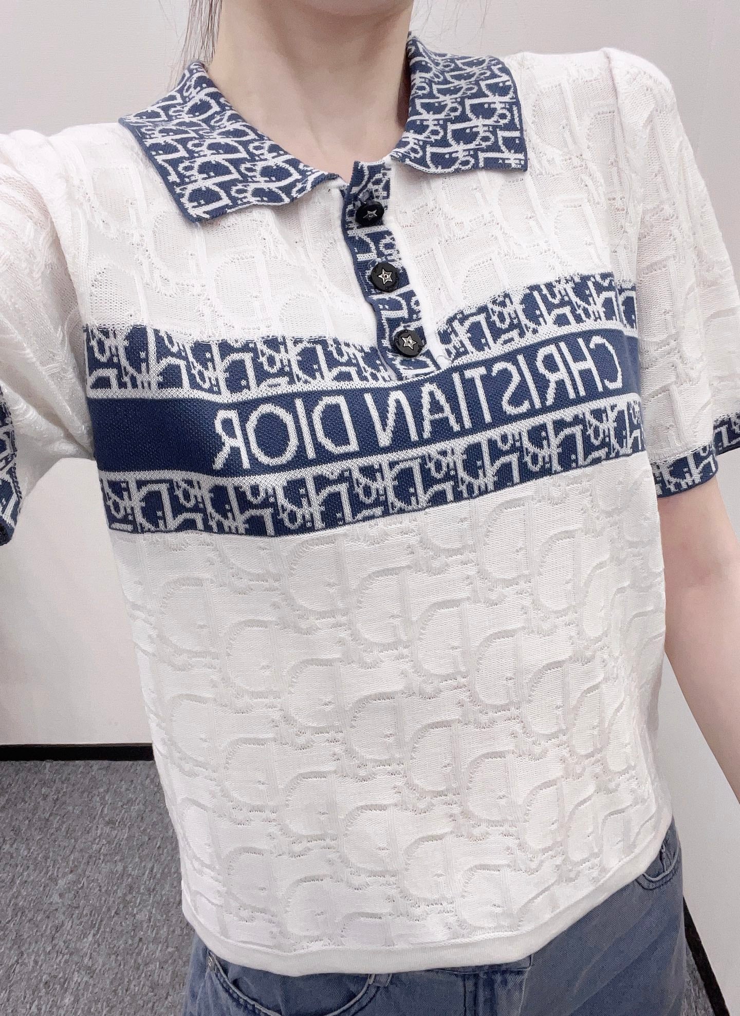 D*♥2025 new product Lapel knitted short sleeves