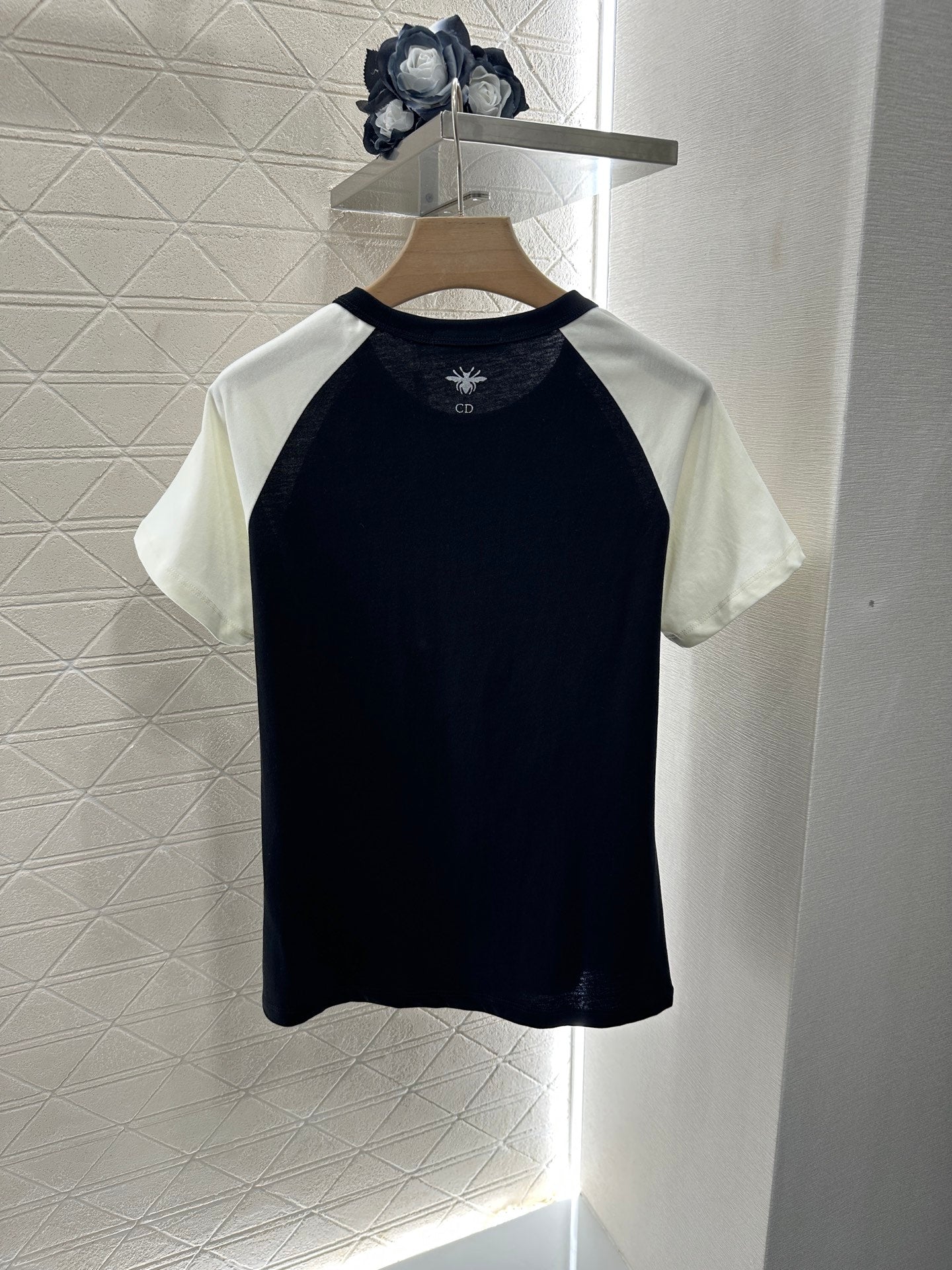 D*♥2025 new product Raglan embroidery rhinestone round neck