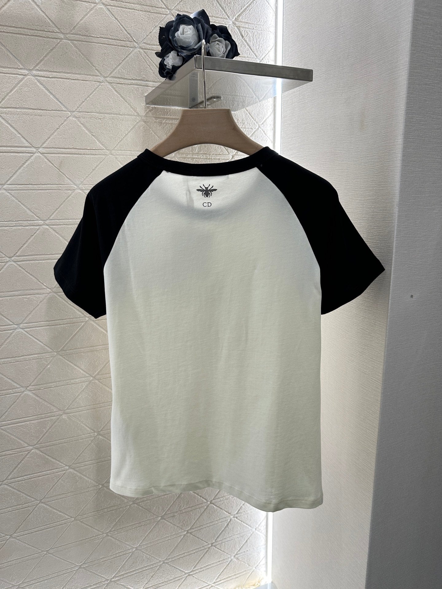 D*♥2025 new product Raglan embroidery rhinestone round neck