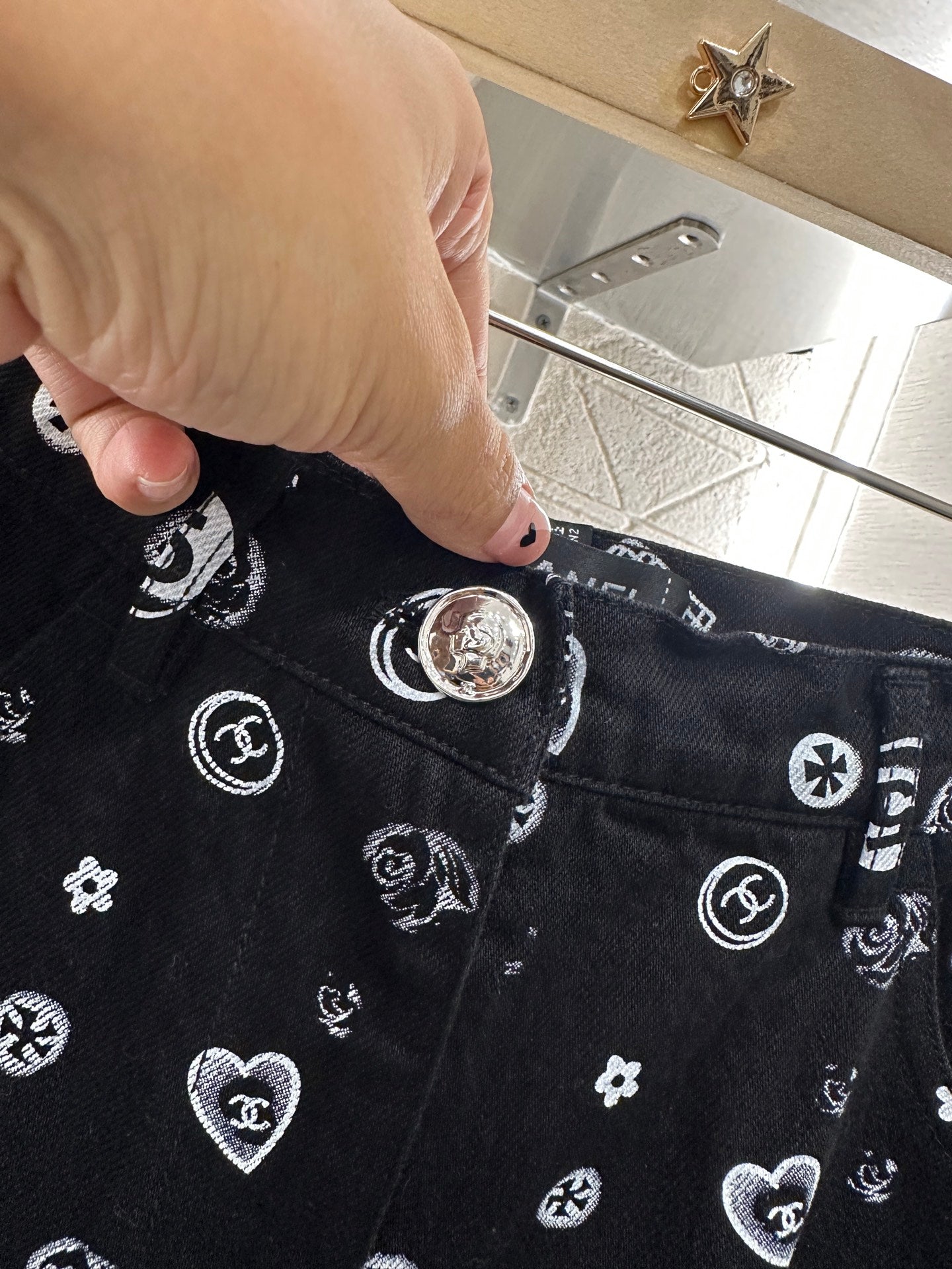 C*♥2025 new product Printed denim wide-leg pants