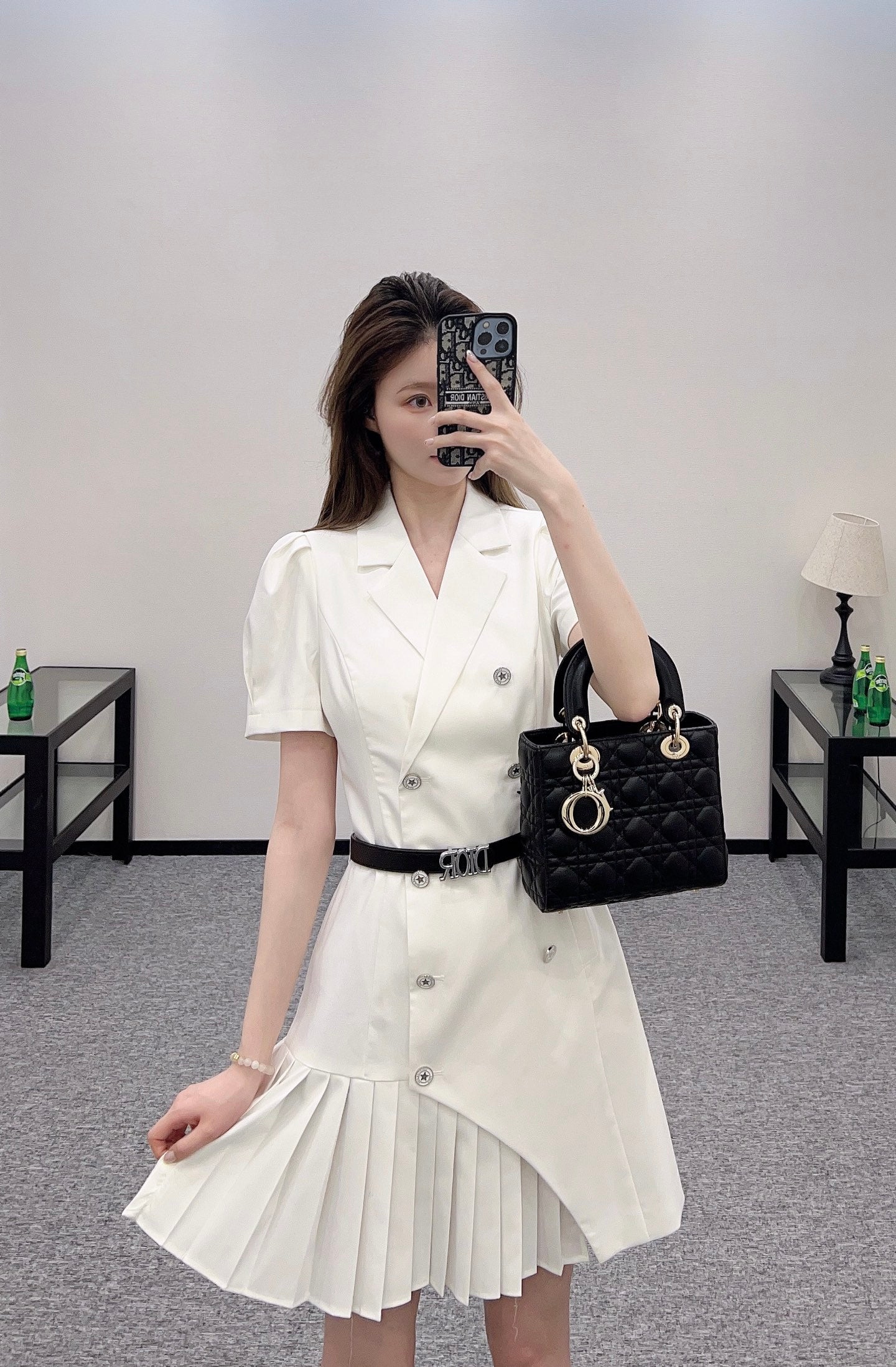 D*♥2025 new products Belt pleated dress