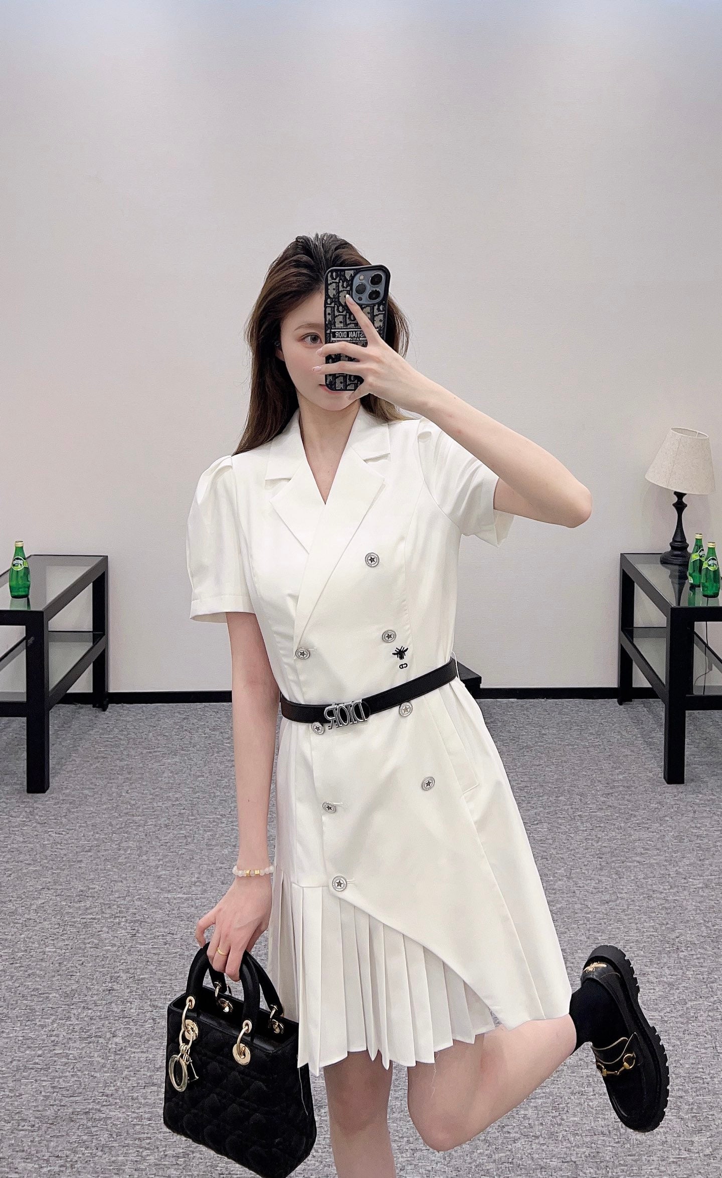 D*♥2025 new products Belt pleated dress