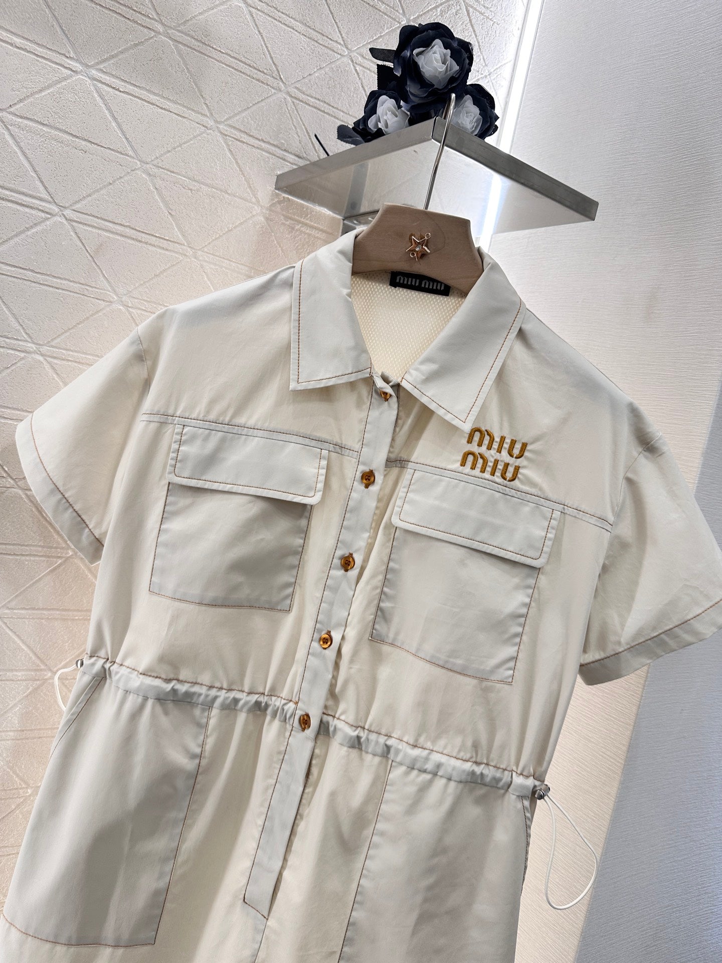 Mi*mi*♥2025 new product Lapel short-sleeved dress