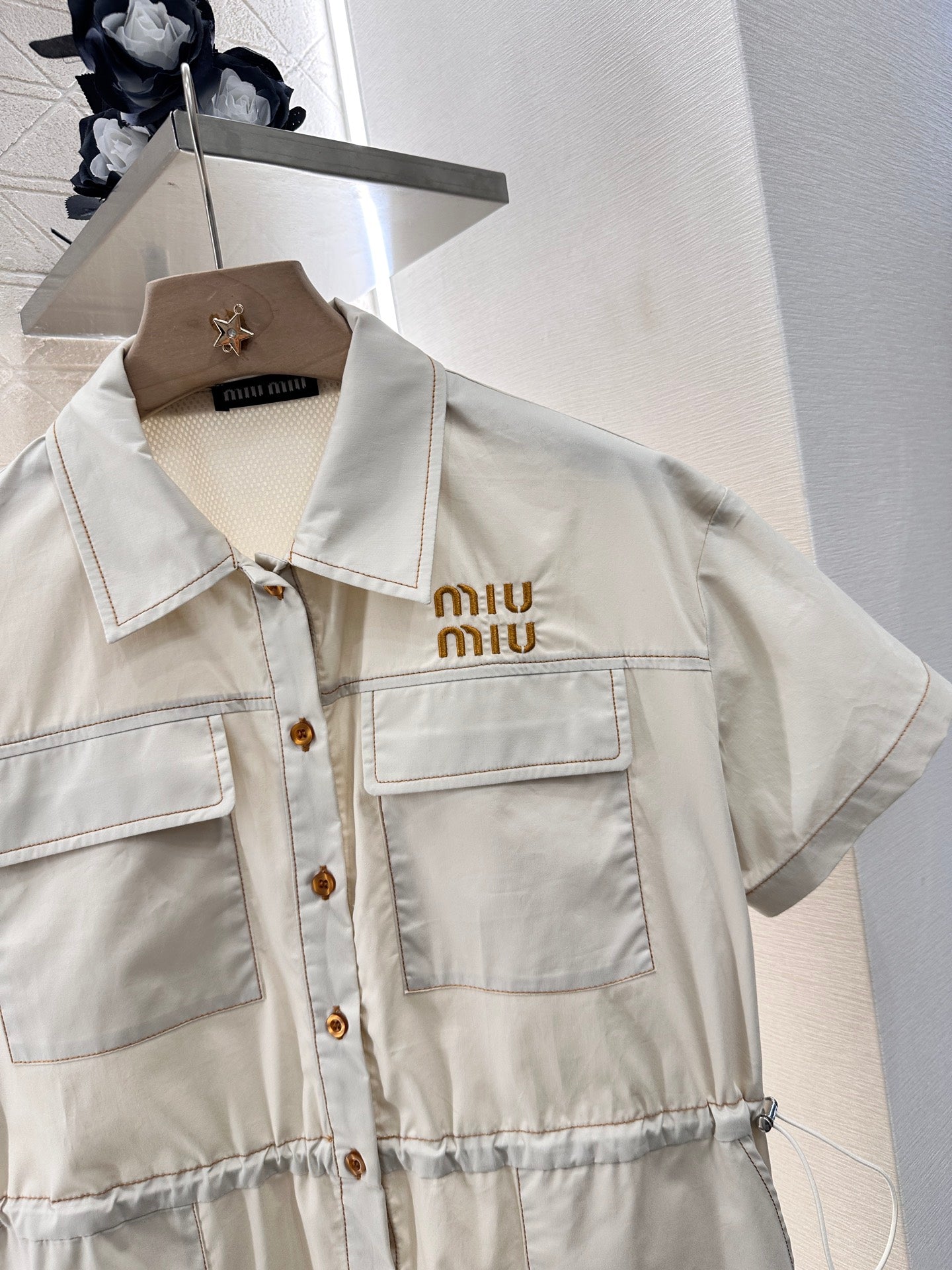 Mi*mi*♥2025 new product Lapel short-sleeved dress