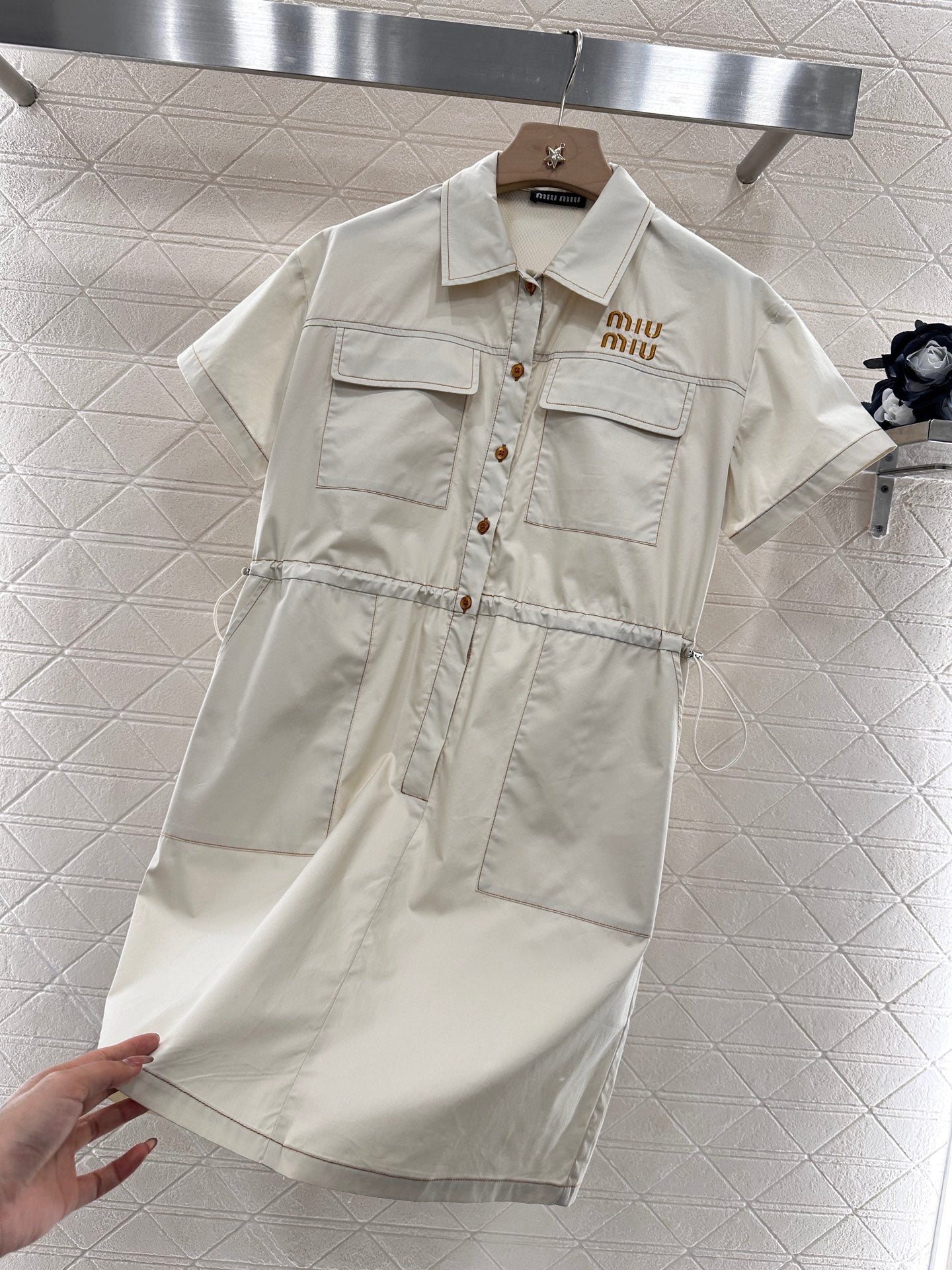 Mi*mi*♥2025 new product Lapel short-sleeved dress