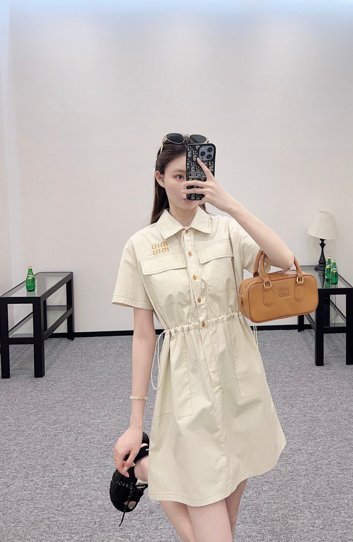 Mi*mi*♥2025 new product Lapel short-sleeved dress