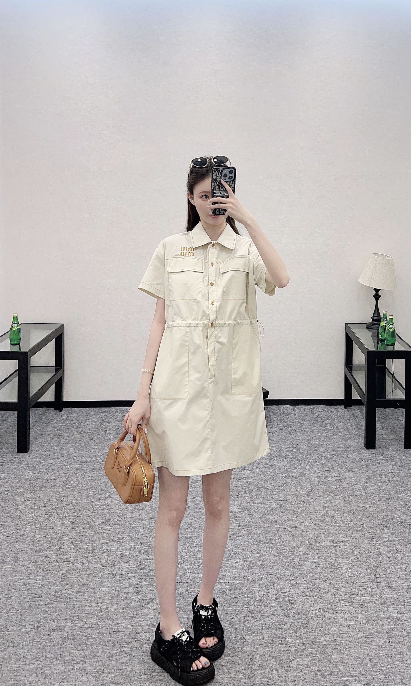 Mi*mi*♥2025 new product Lapel short-sleeved dress