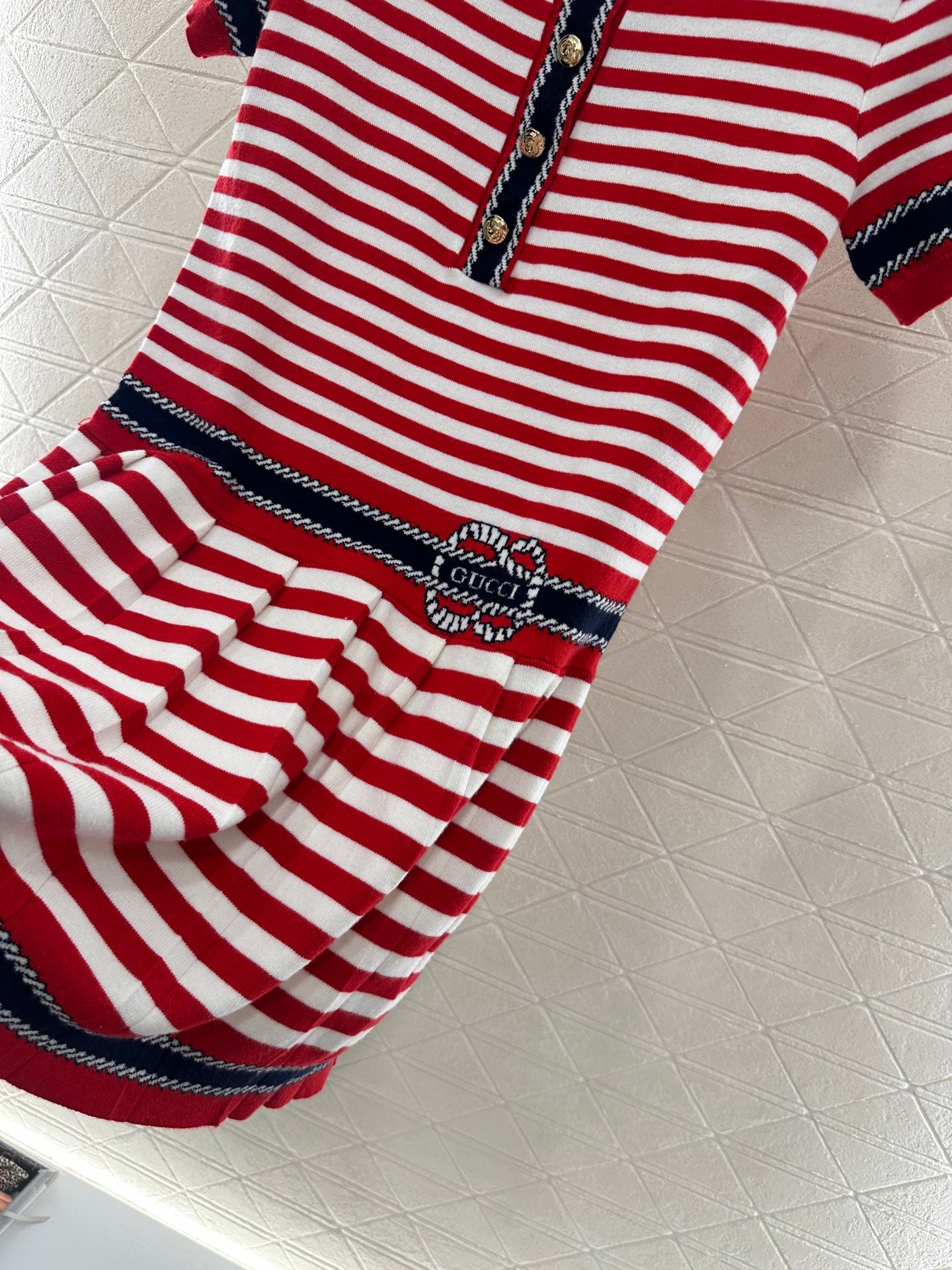 Guc*♥2025 new products Striped knitted dress