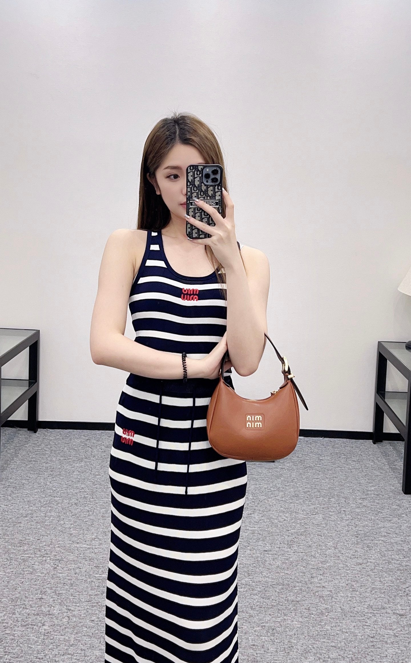 Mi*mi*♥2025 new product Knitted vest long skirt set