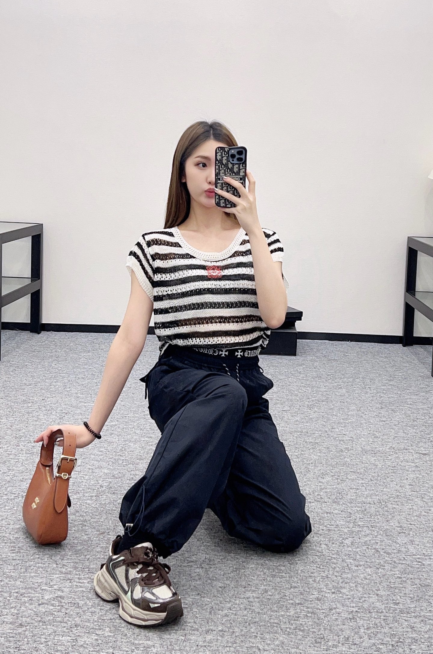 L*♥2025 new product Embroidered knitted short sleeves