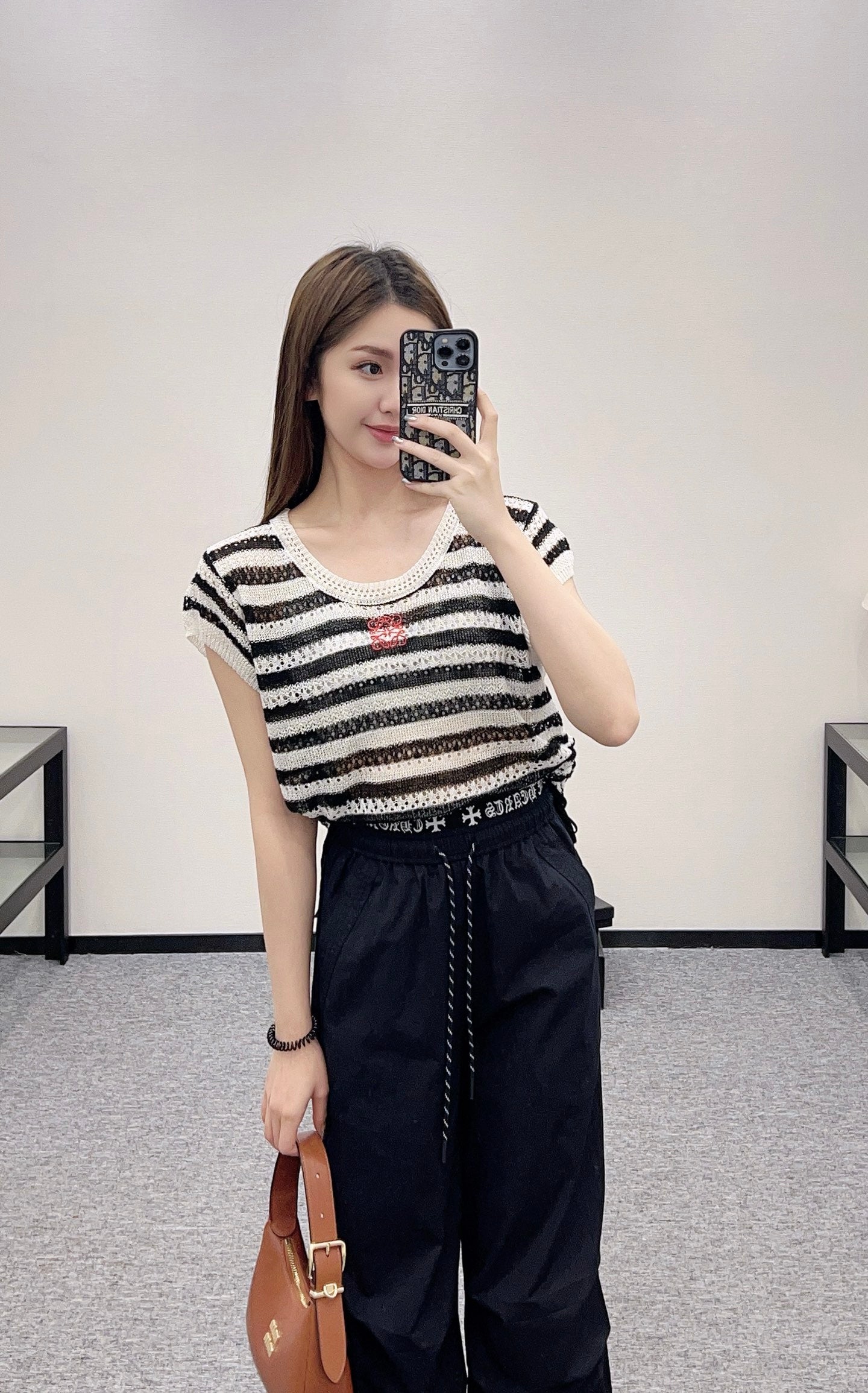 L*♥2025 new product Embroidered knitted short sleeves