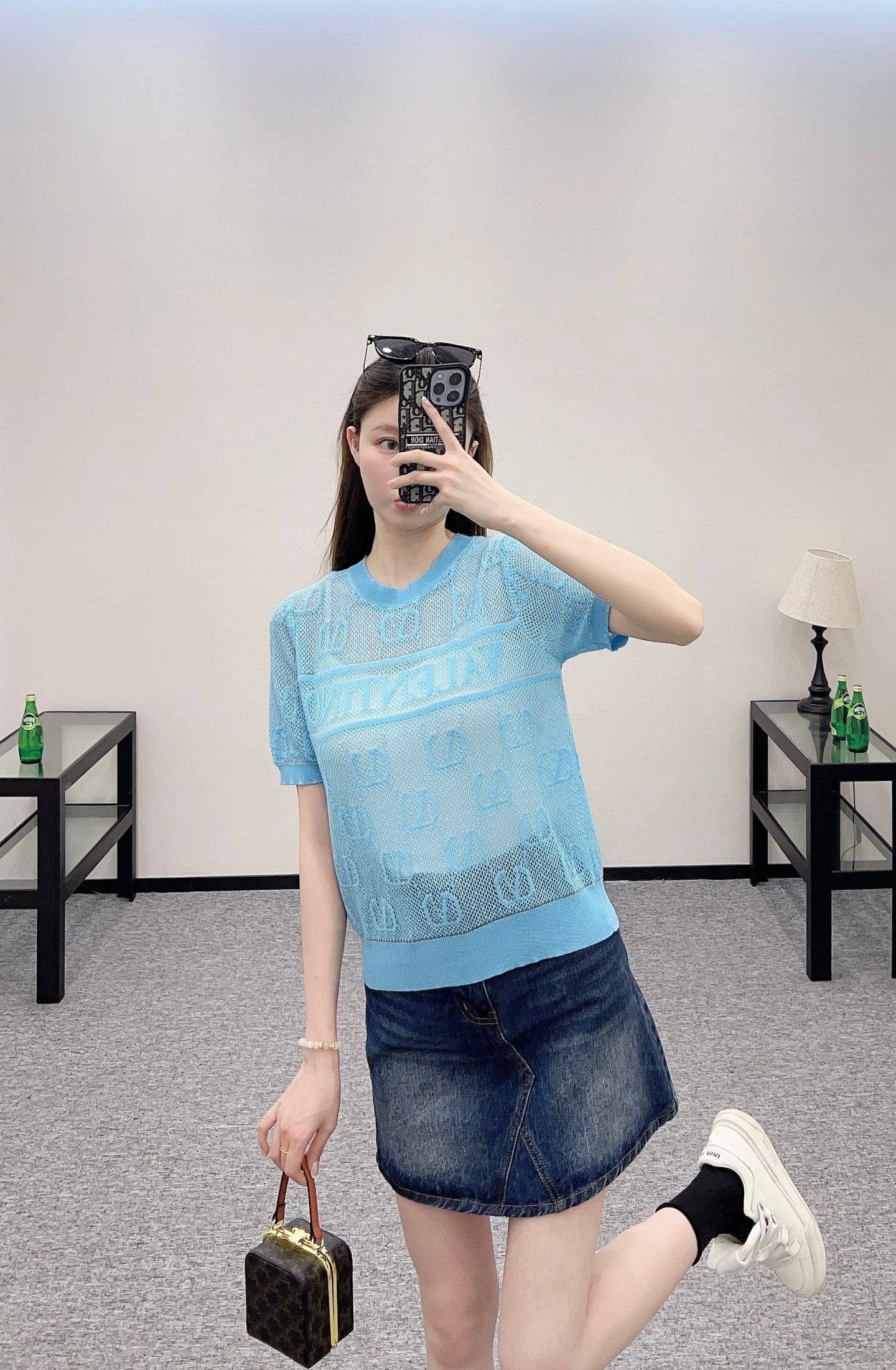 V*♥2025 new product Jacquard knitted short sleeves