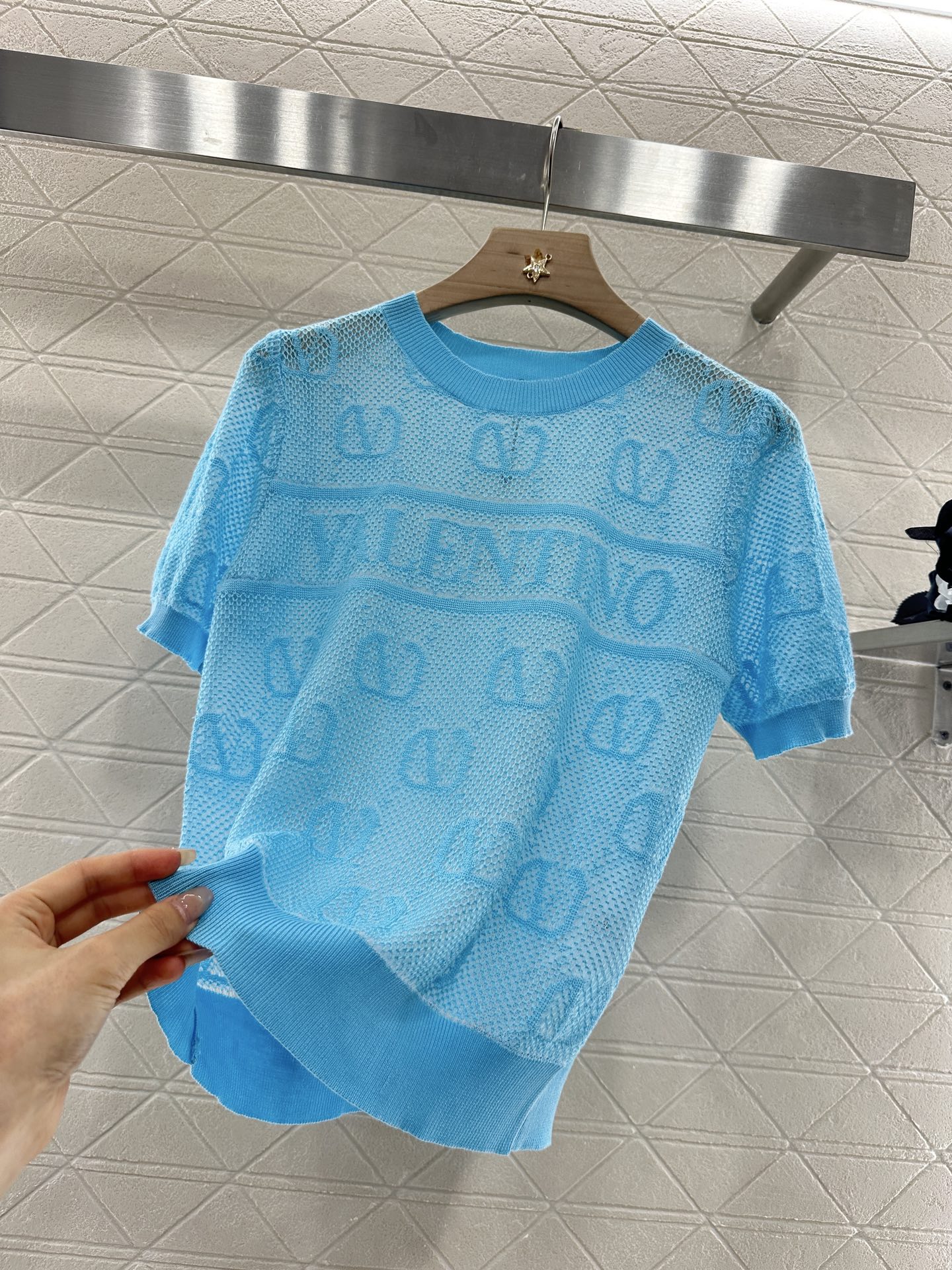 V*♥2025 new product Jacquard knitted short sleeves