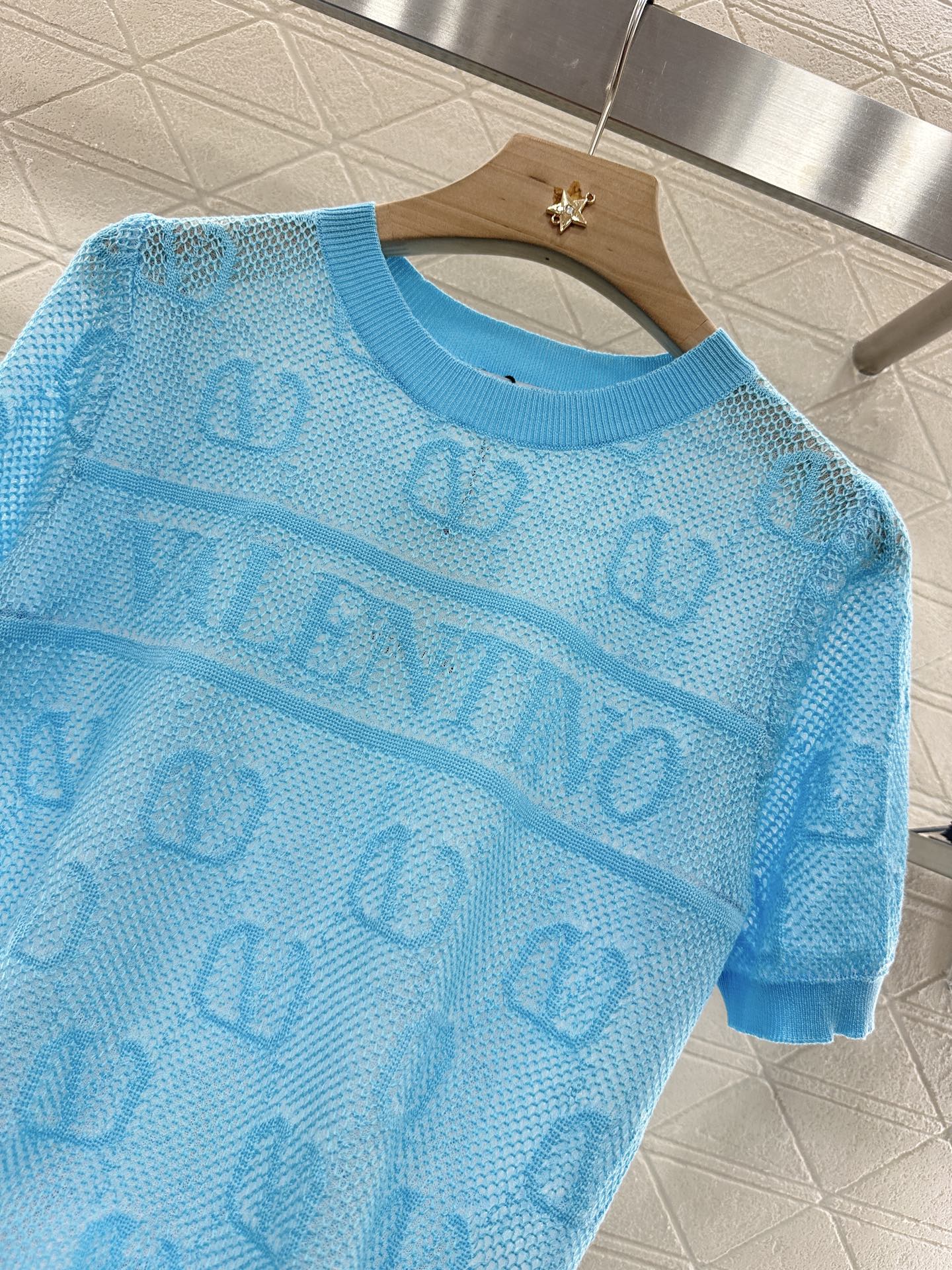 V*♥2025 new product Jacquard knitted short sleeves