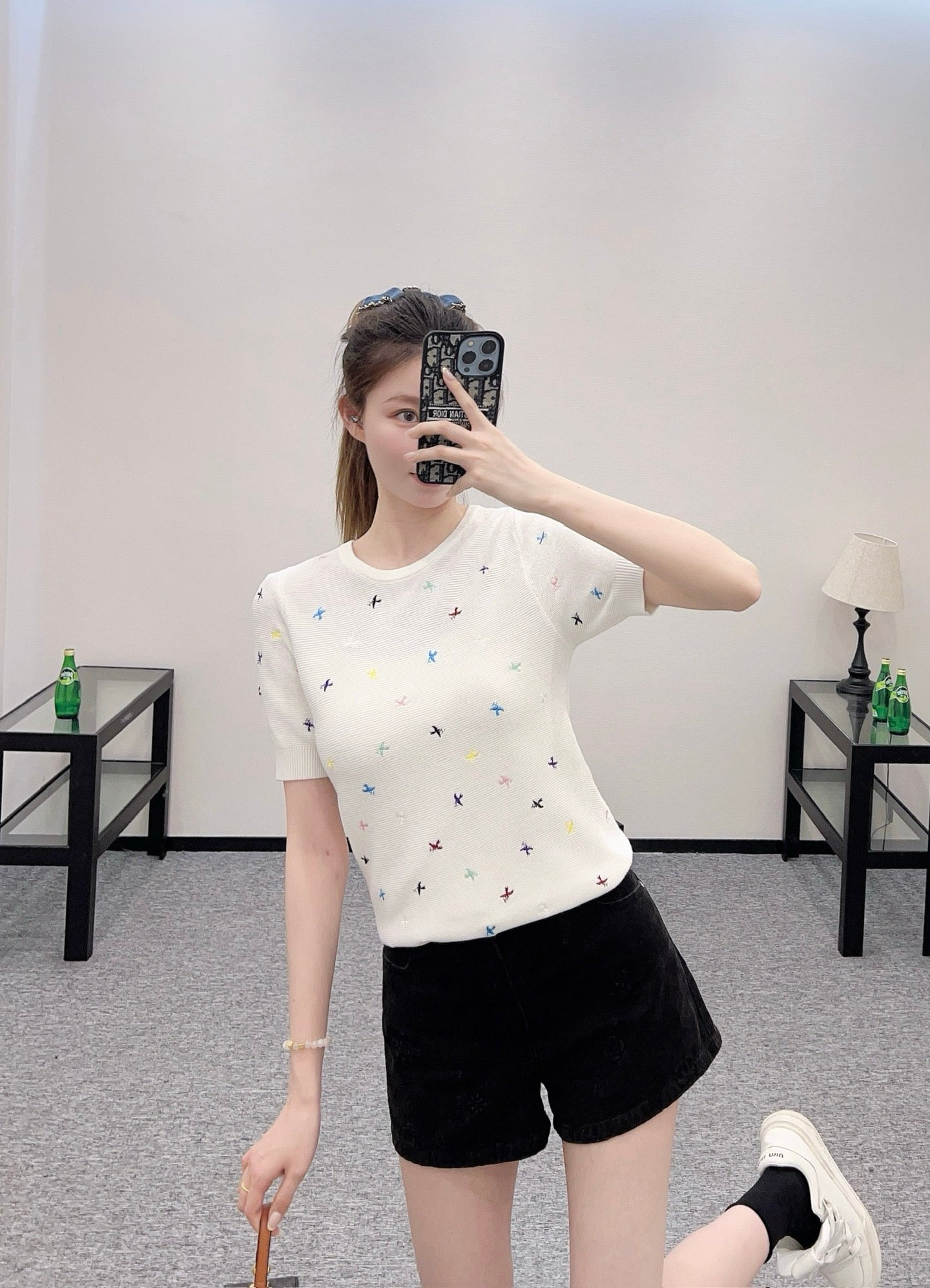 C*♥2025 new product Embroidered knitted short sleeves
