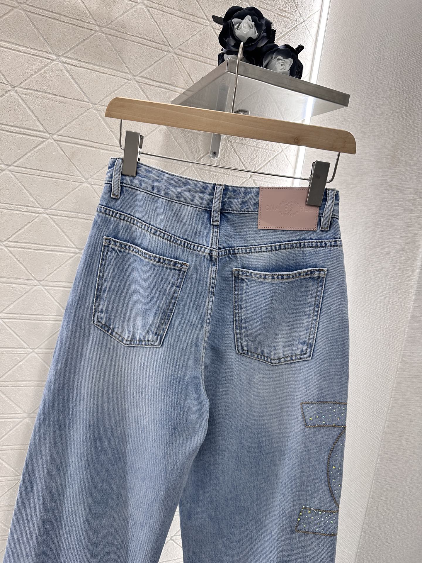 C*♥2025 new products Diamond-studded denim trousers