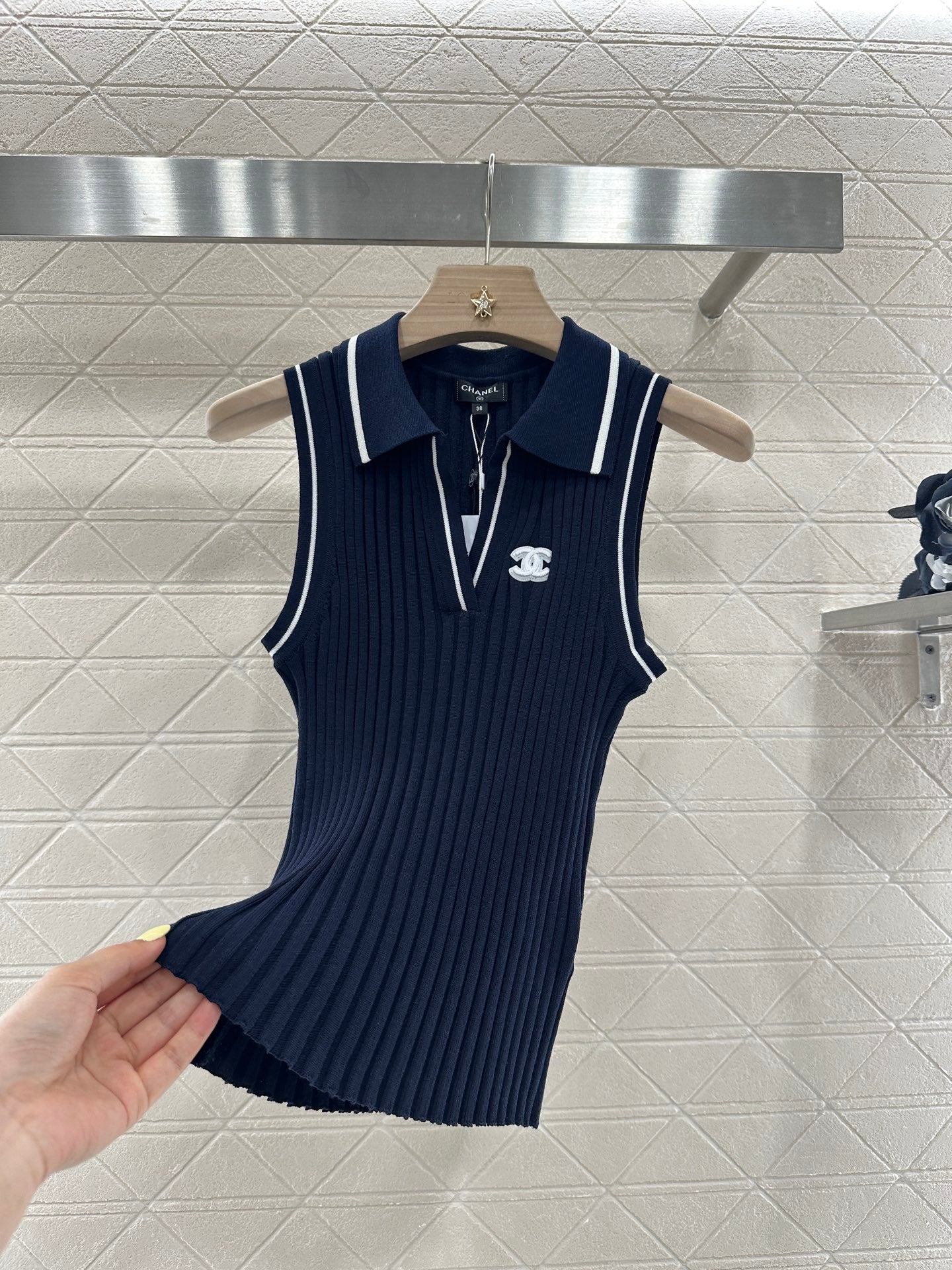 C*♥2025 new product Striped knitted vest
