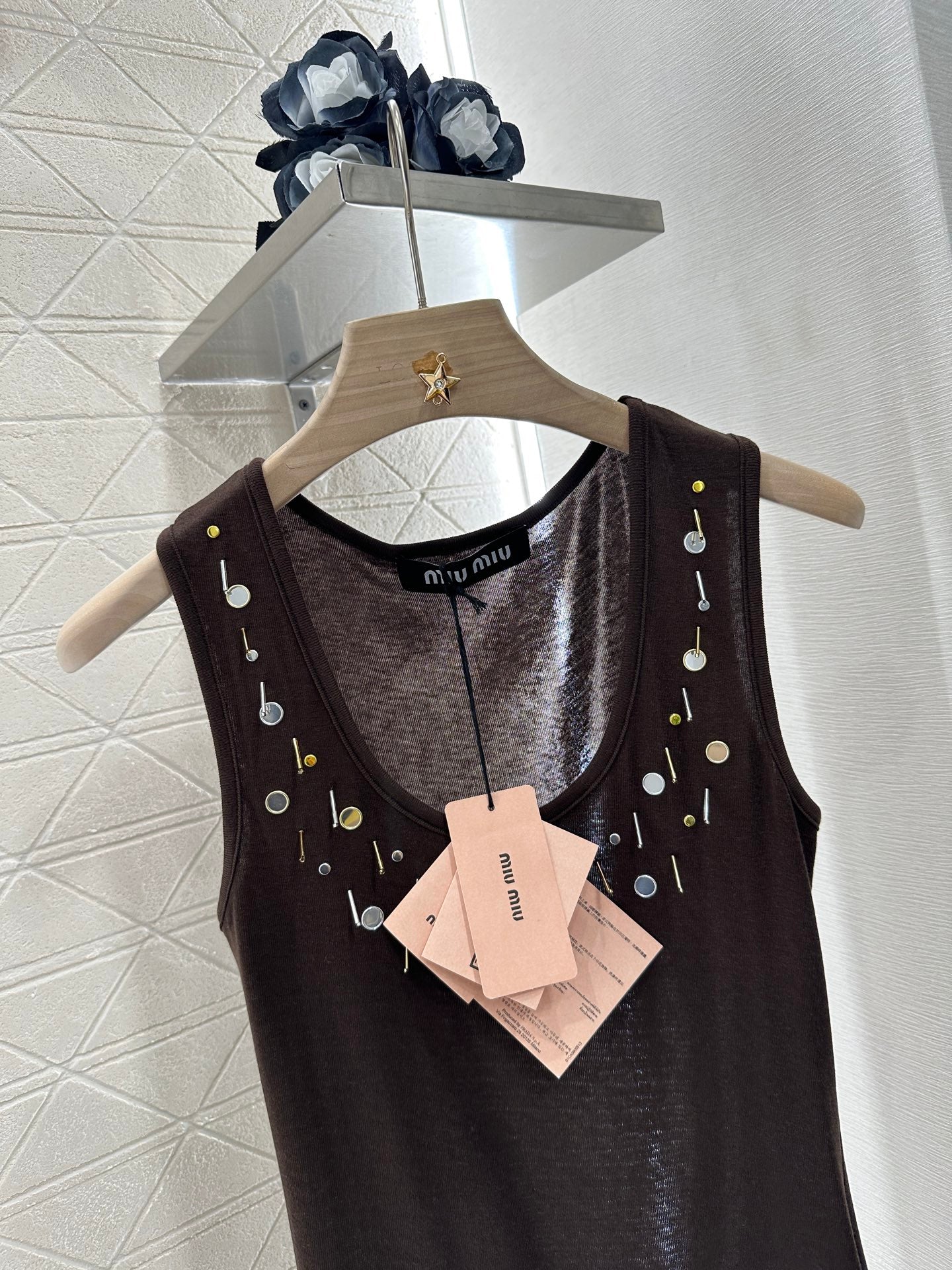 Mi*mi*♥2025 new product Beaded cotton vest