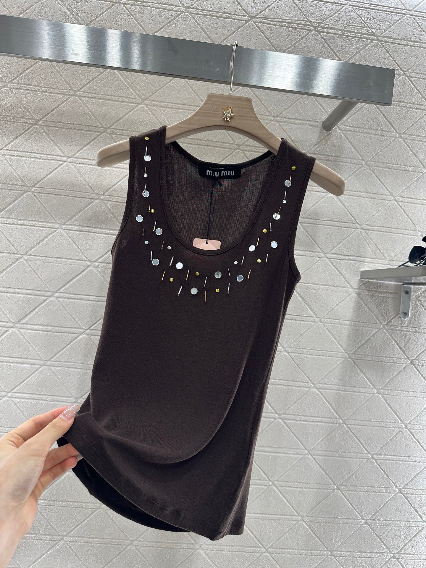 Mi*mi*♥2025 new product Beaded cotton vest