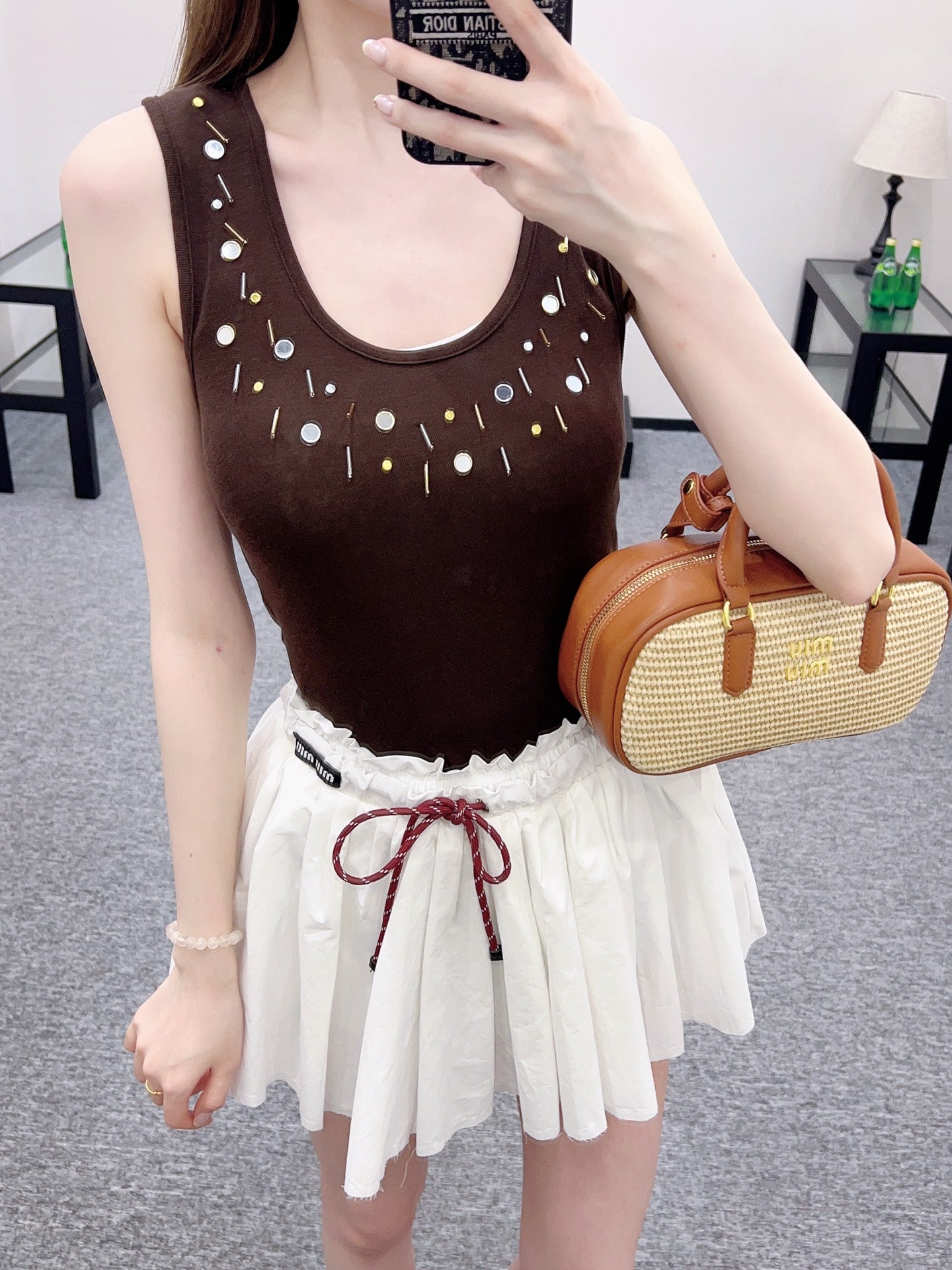 Mi*mi*♥2025 new product Beaded cotton vest