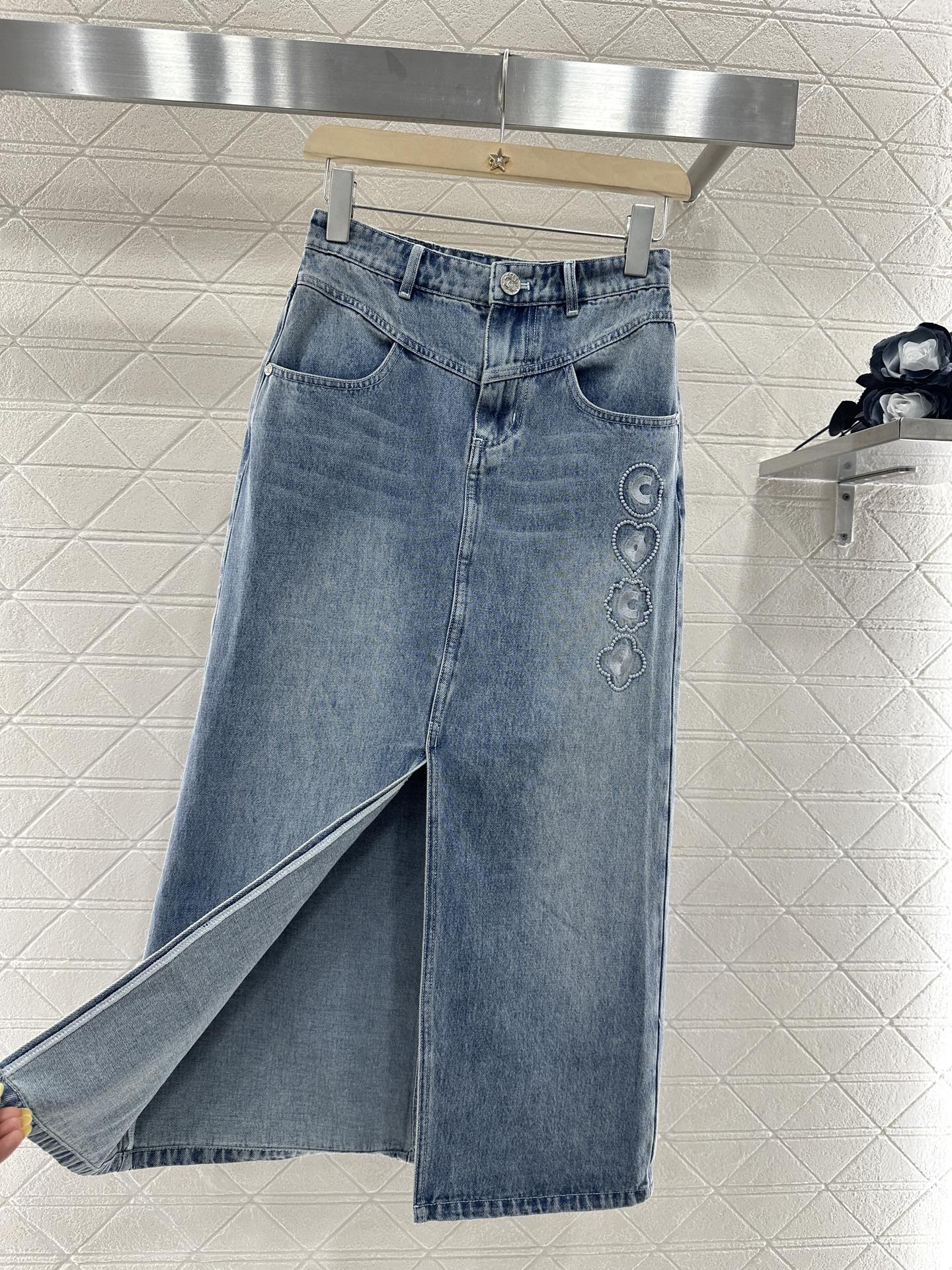 C*♥2025 new product Denim long skirt