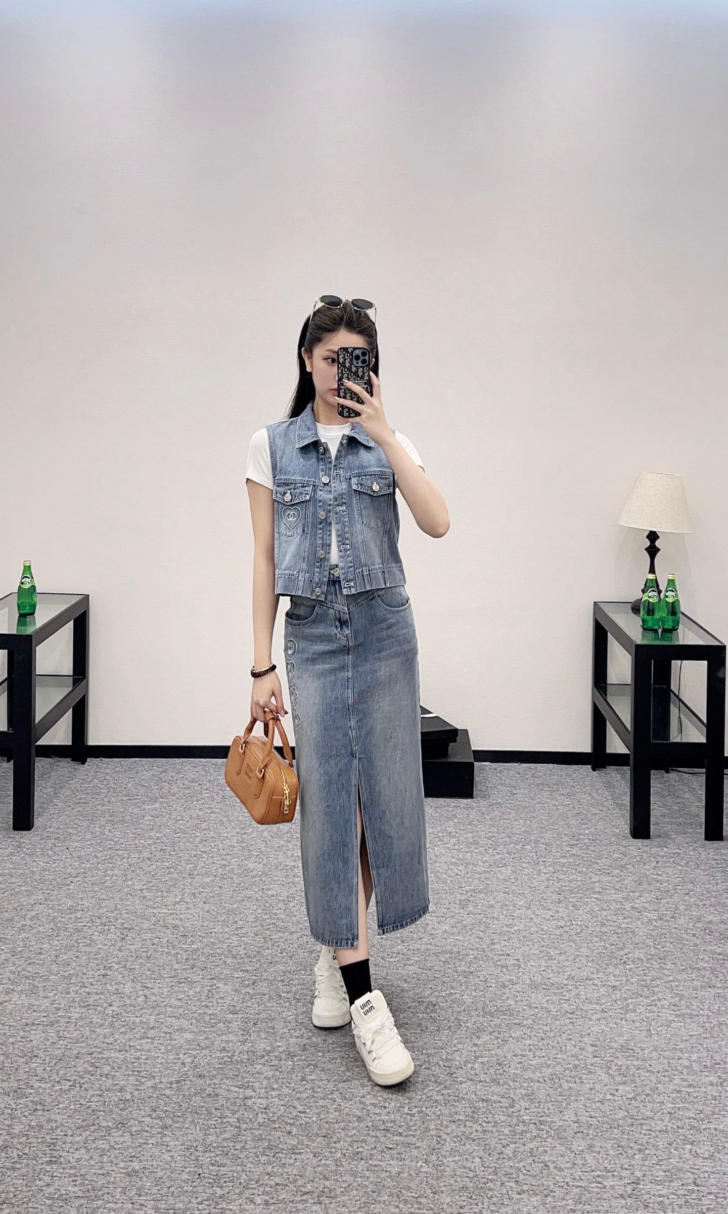 C*♥2025 new product Denim long skirt