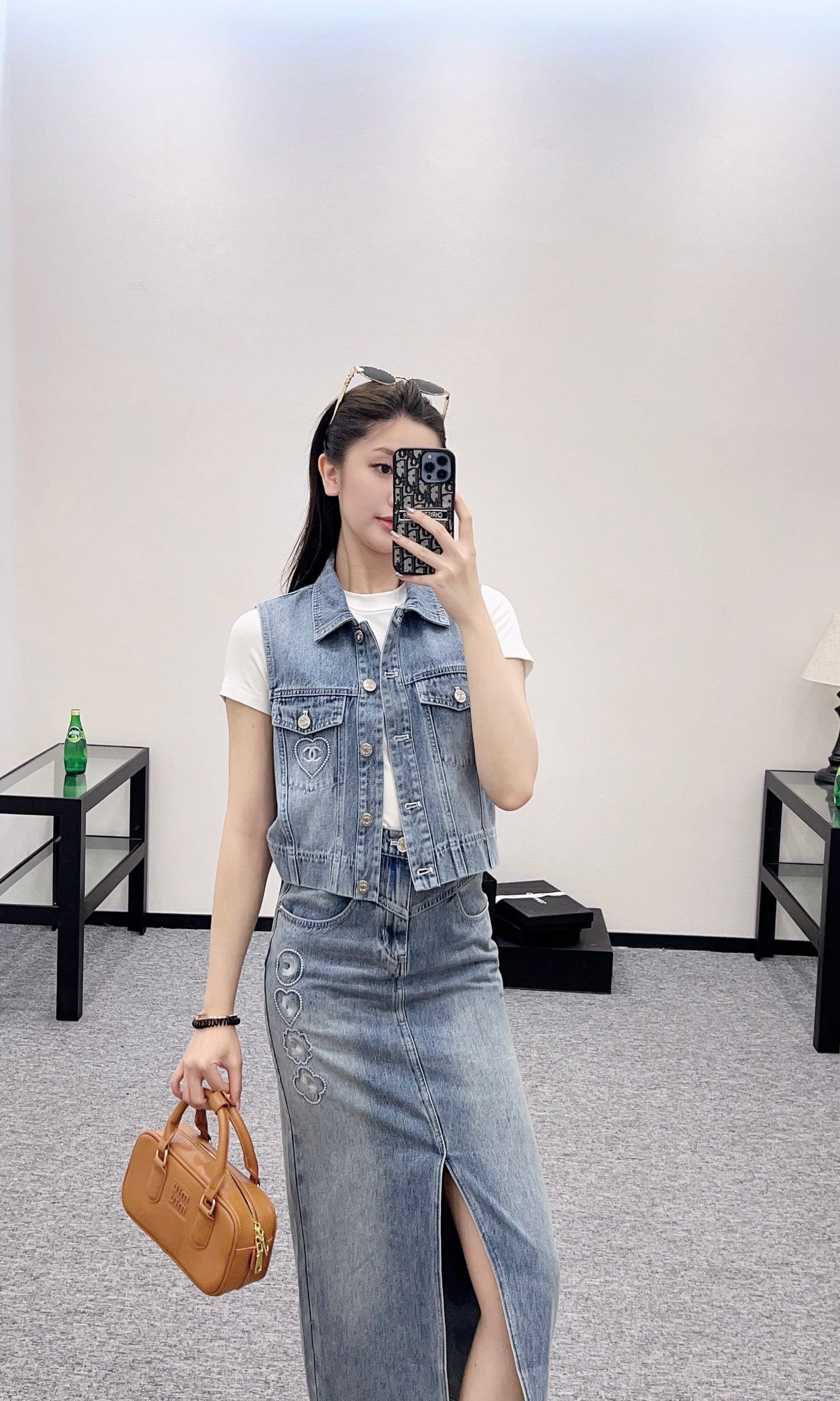 C*♥2025 new product Denim long skirt