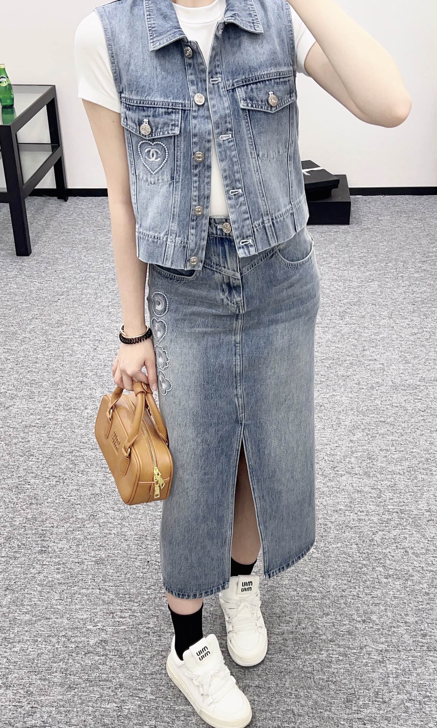C*♥2025 new product Denim long skirt