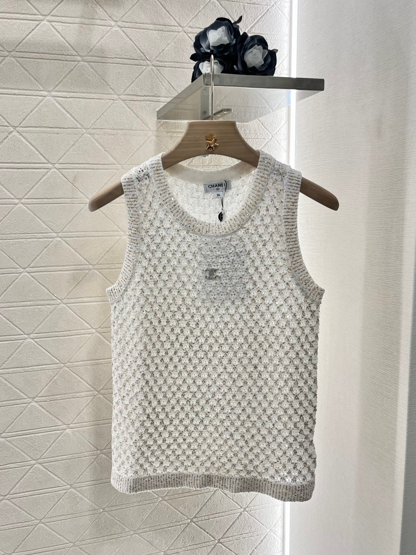 C*♥2025 new product Sequined hollow vest
