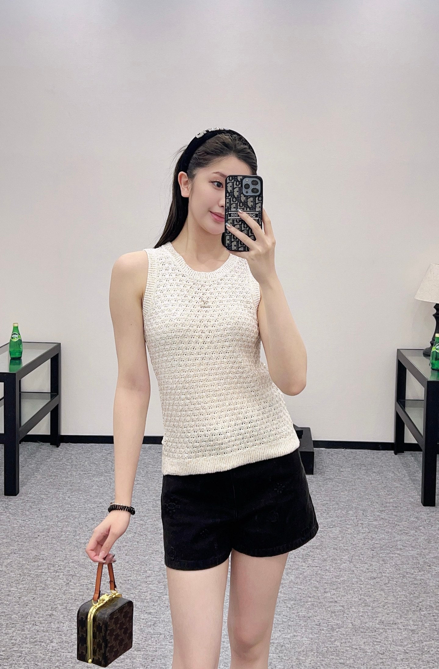 C*♥2025 new product Sequined hollow vest