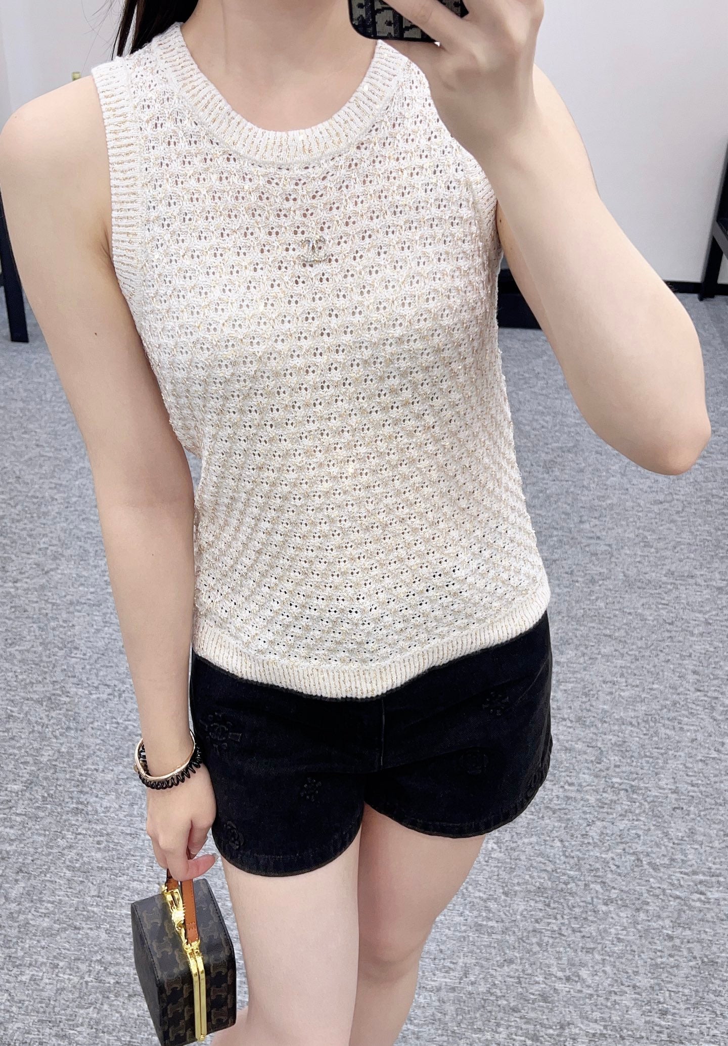 C*♥2025 new product Sequined hollow vest