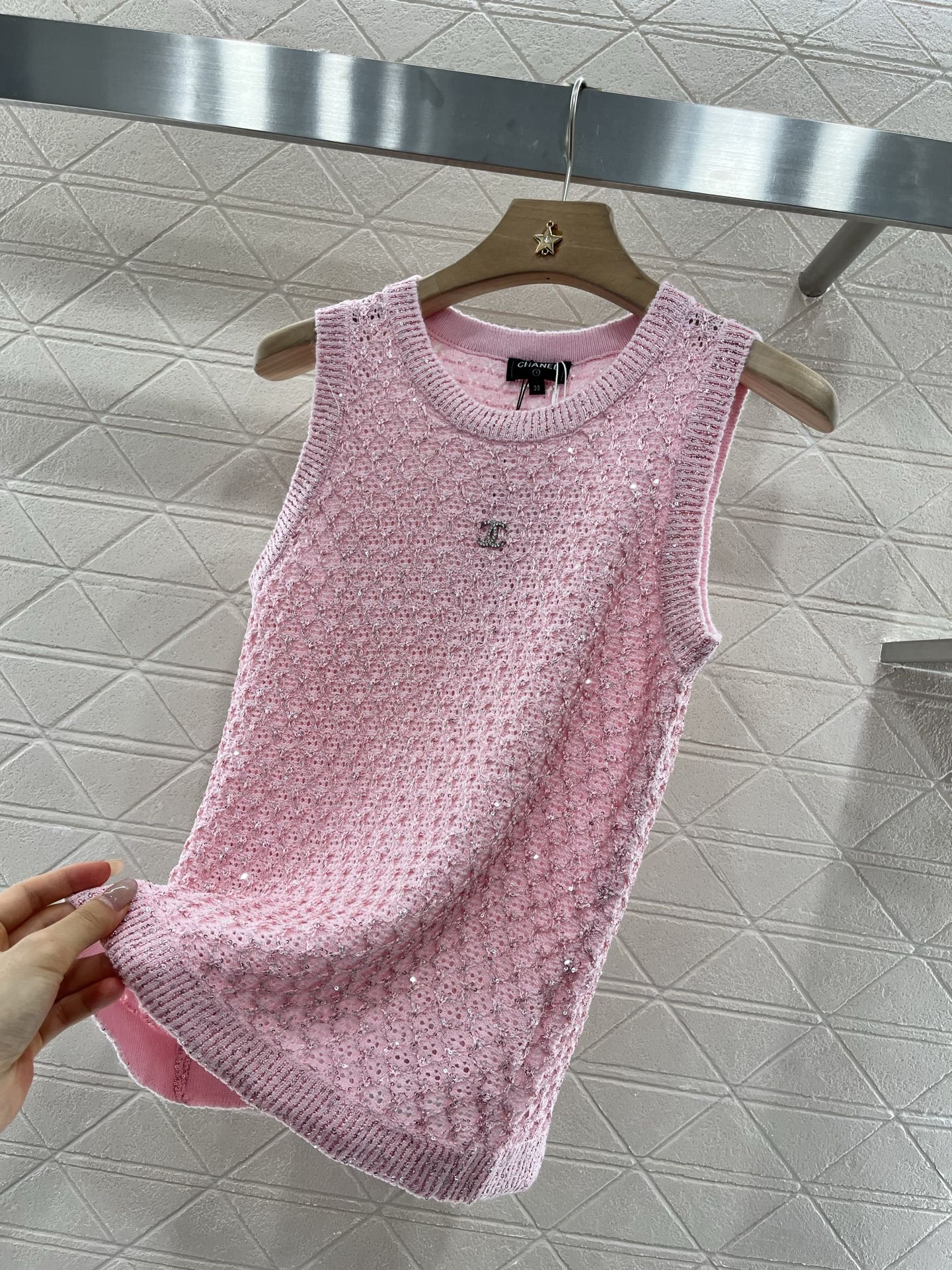 C*♥2025 new product Sequined hollow vest