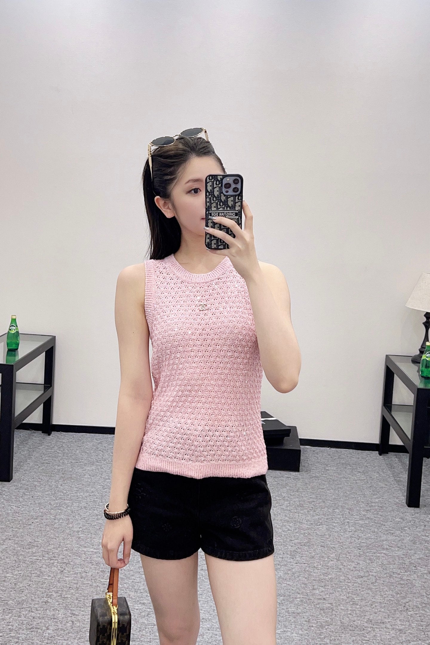 C*♥2025 new product Sequined hollow vest