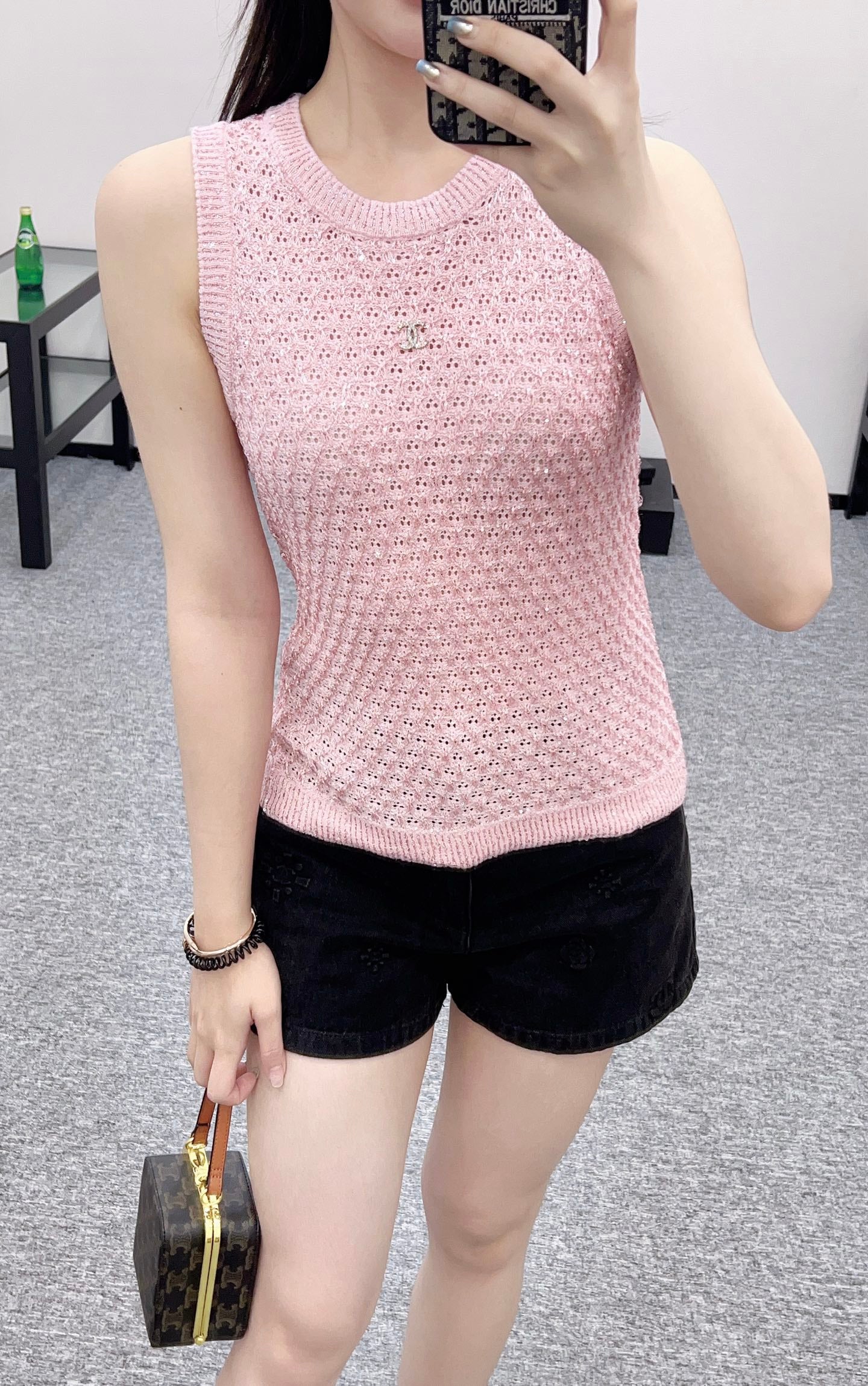 C*♥2025 new product Sequined hollow vest