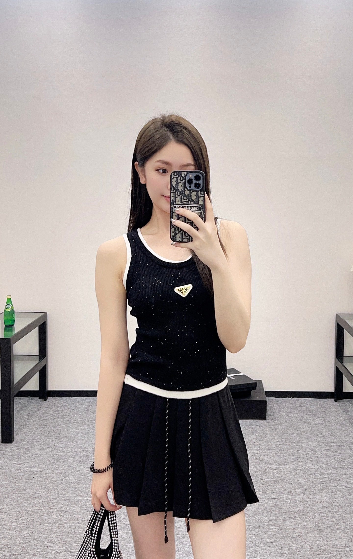 P*♥2025 new product Fake two-piece knitted vest