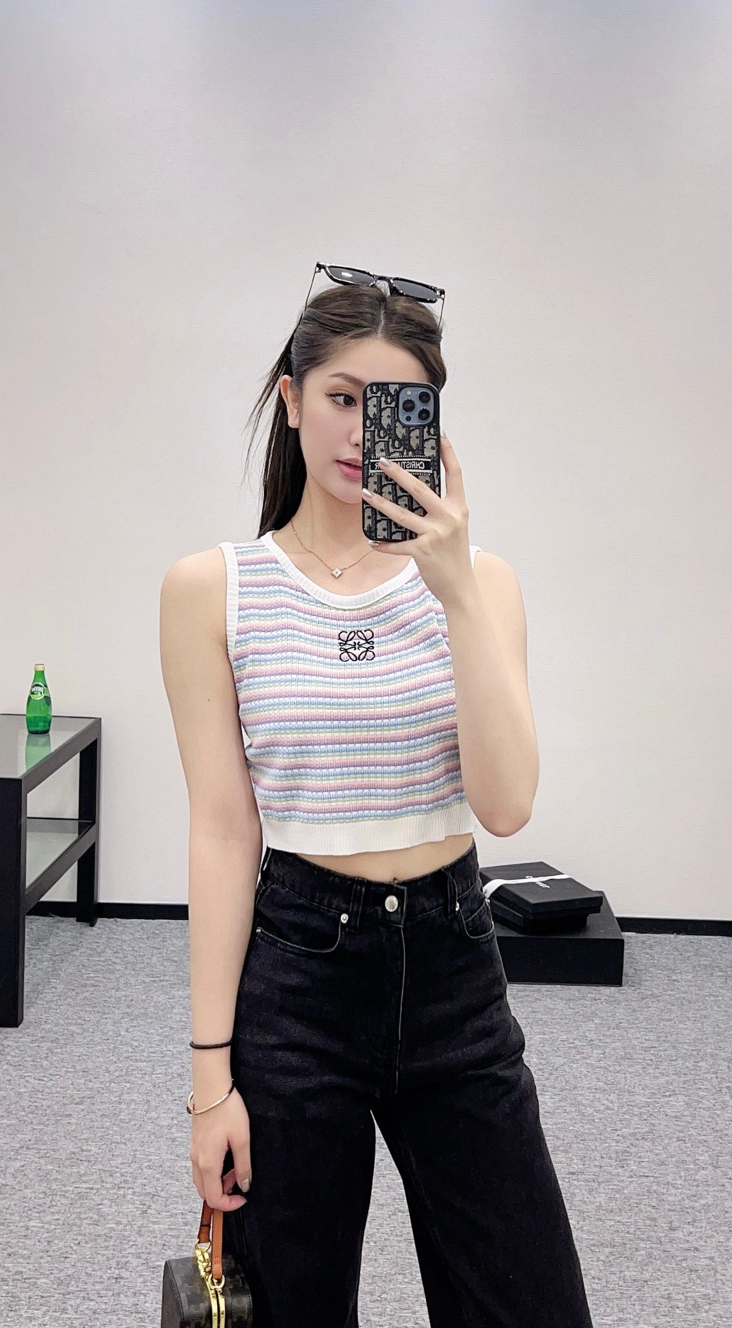L*♥2025 new product Striped knitted vest