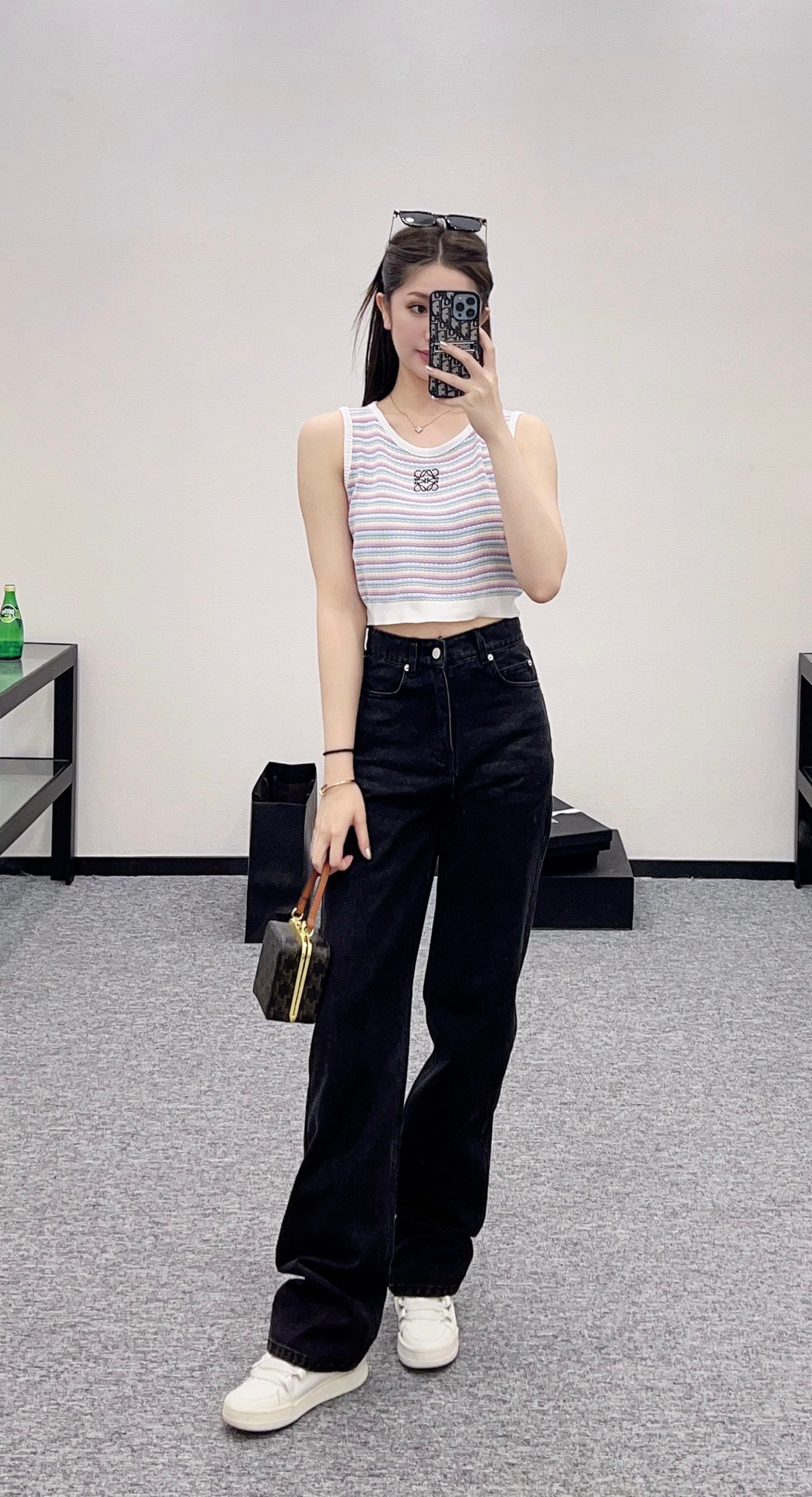 L*♥2025 new product Striped knitted vest