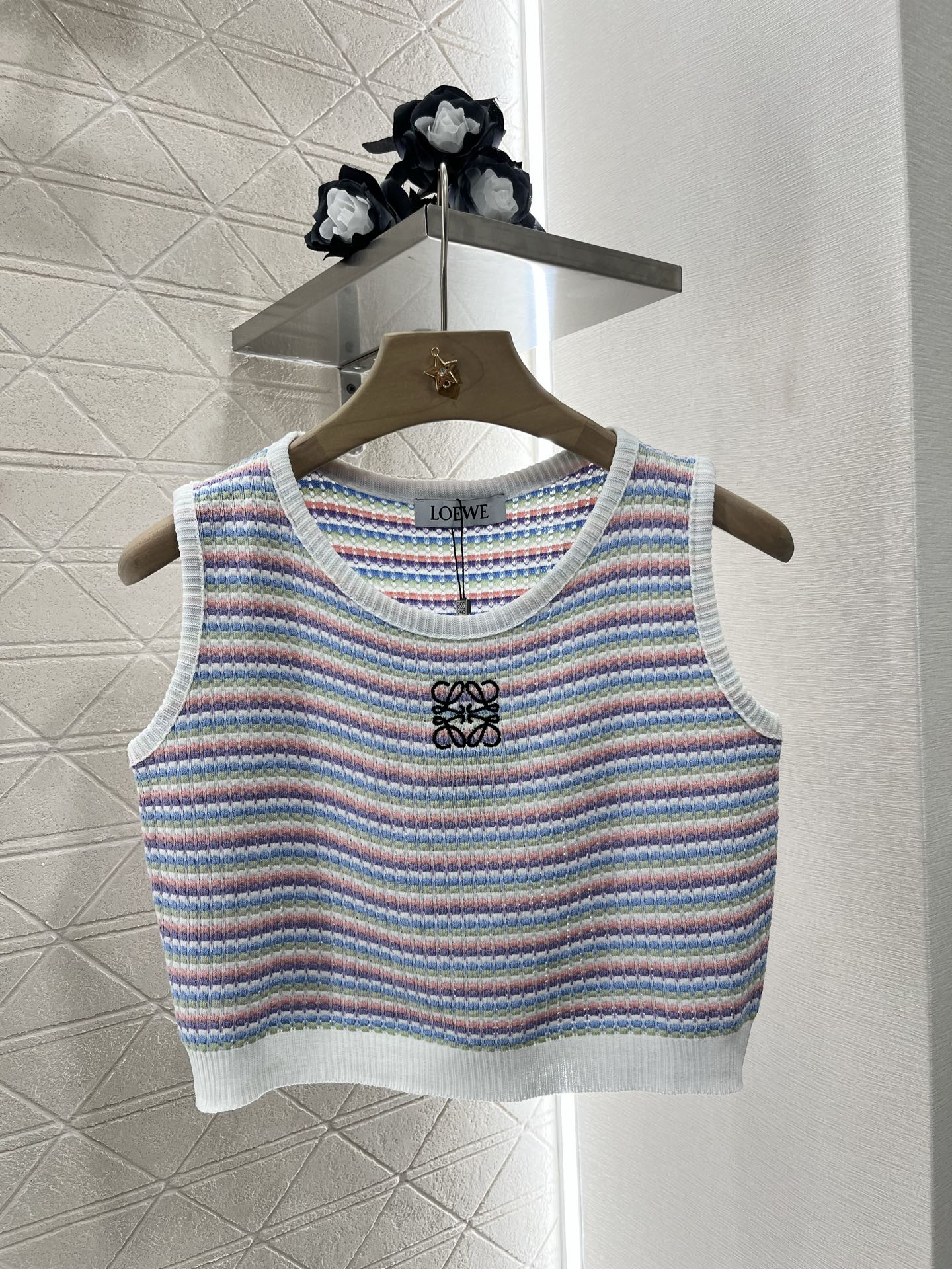 L*♥2025 new product Striped knitted vest